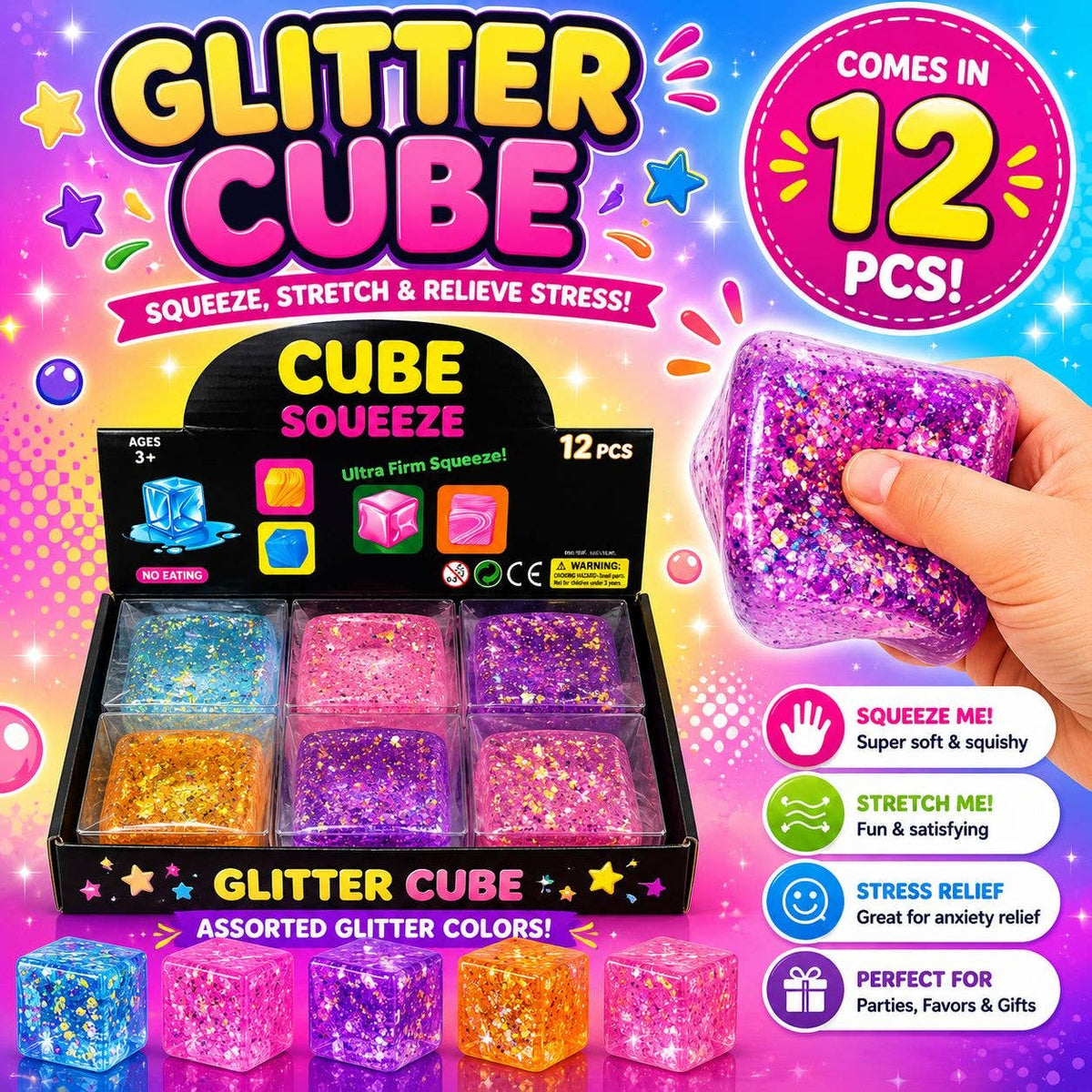 Glitter Ice Cube Squisy