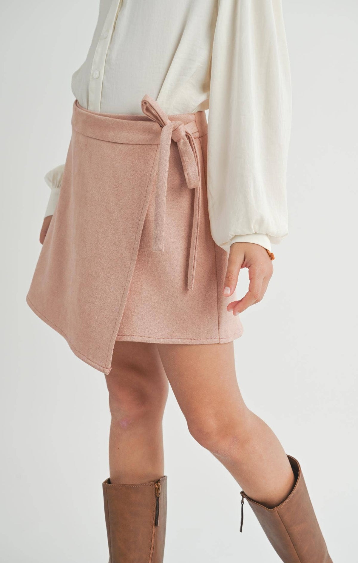 Rose Faux Suede Skort