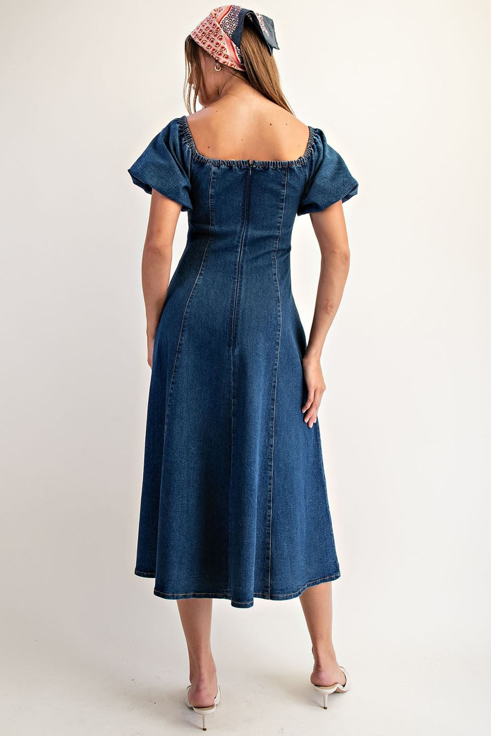 Puff Sleeve Denim Dress