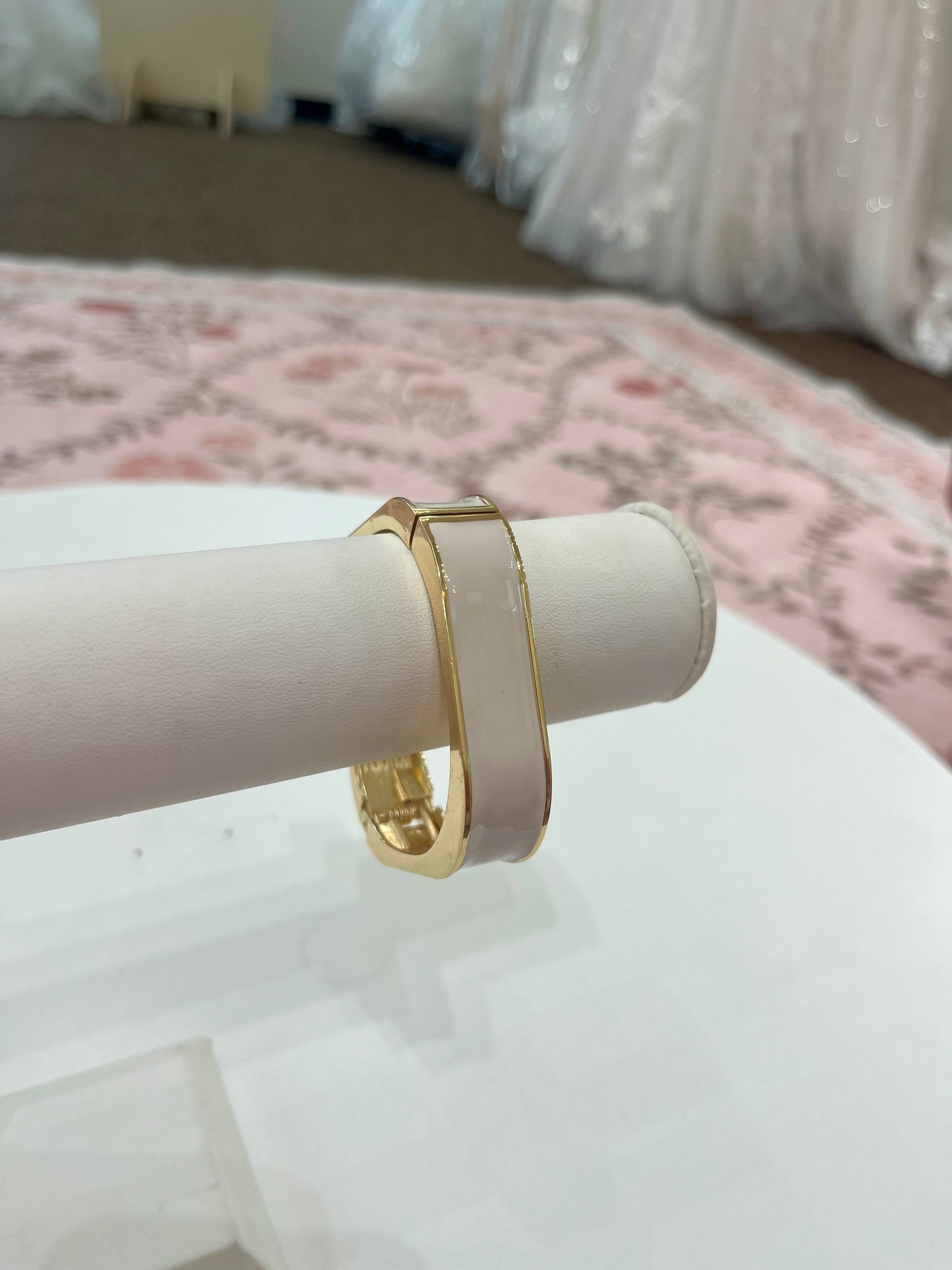 Gold & White Square Bangle