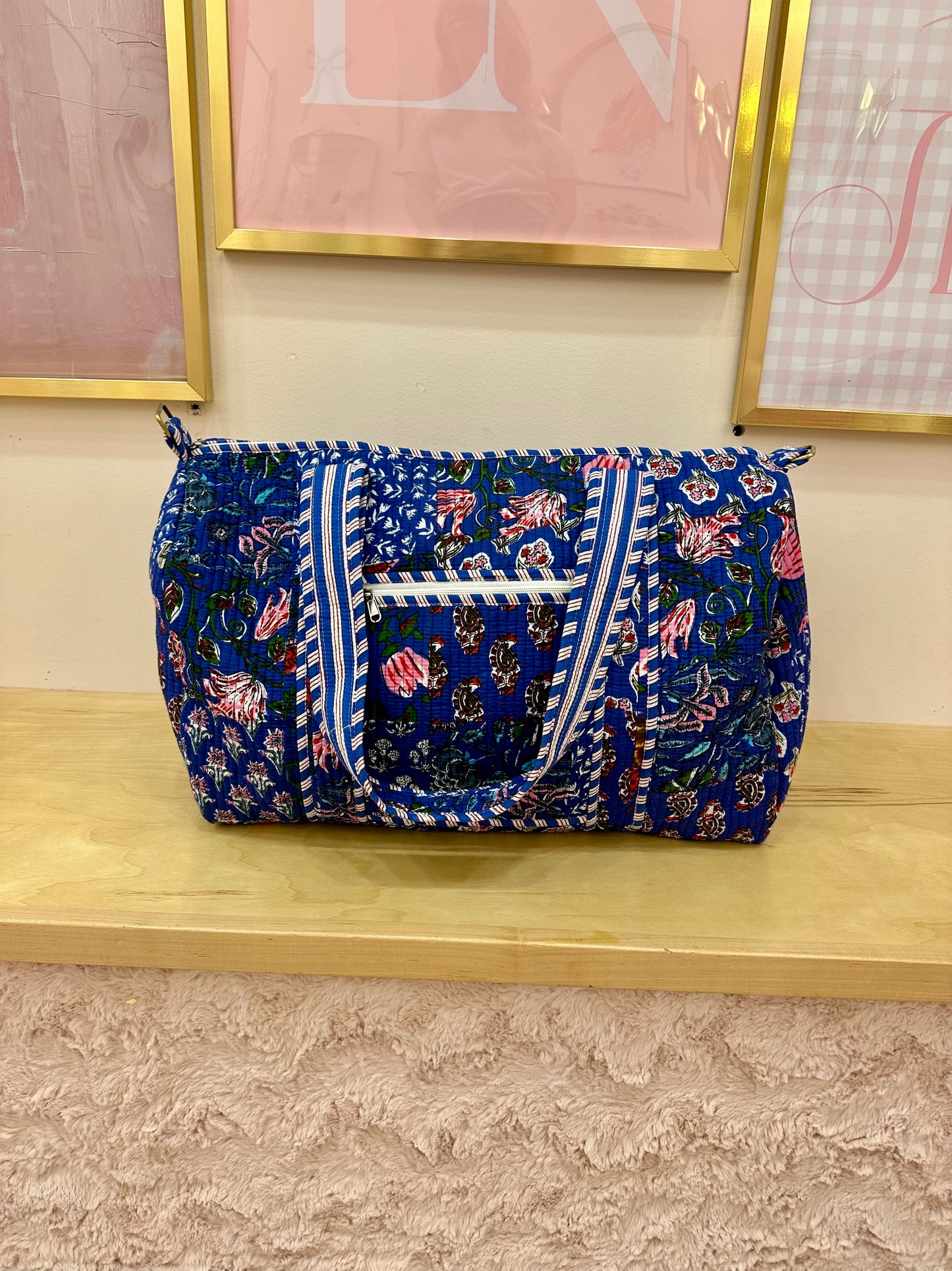 Blue Quilt Duffle Bag