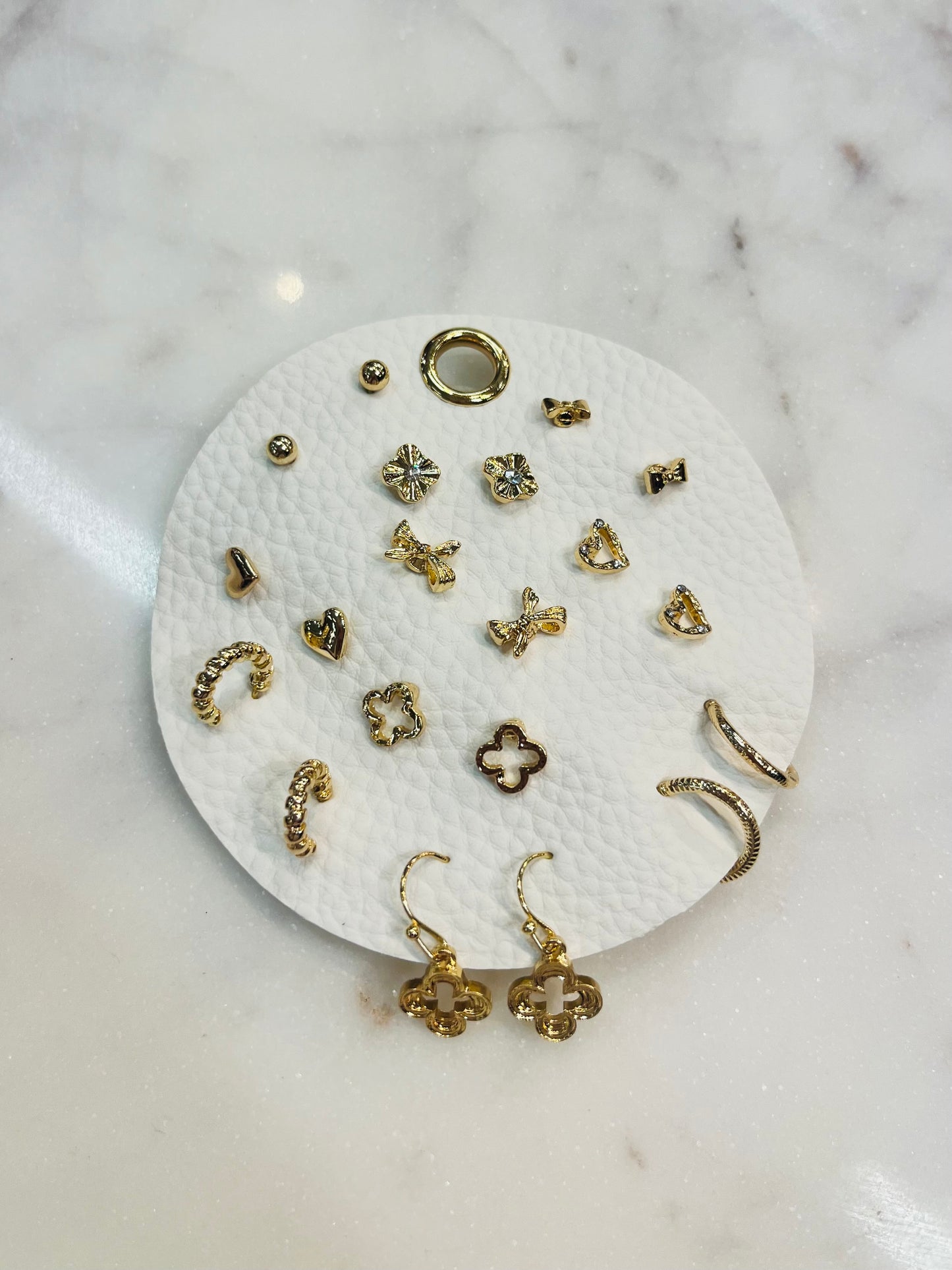 Gold Studs and Hoop Earring Set