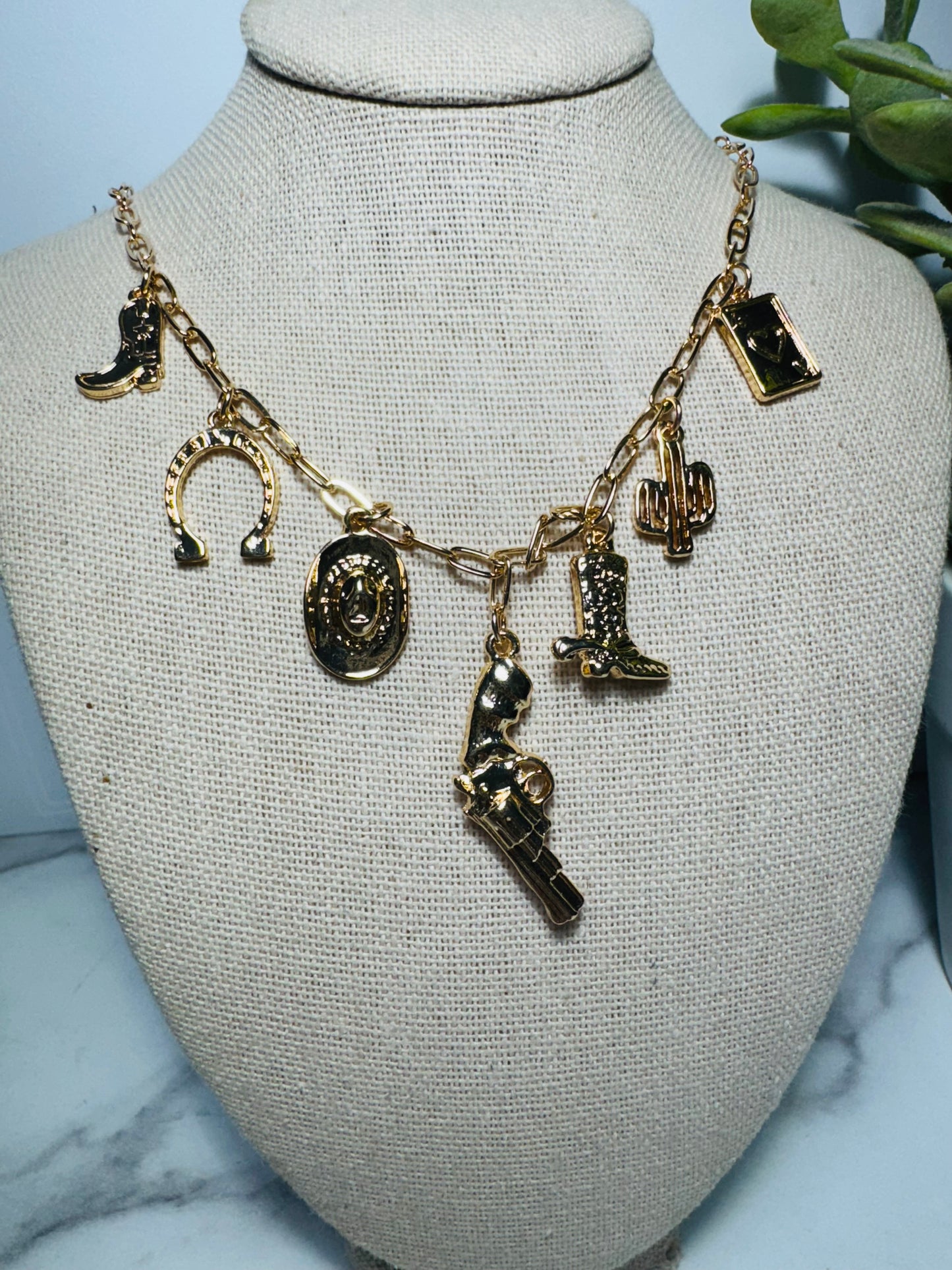 Cowgirl Boot & Gun Charm