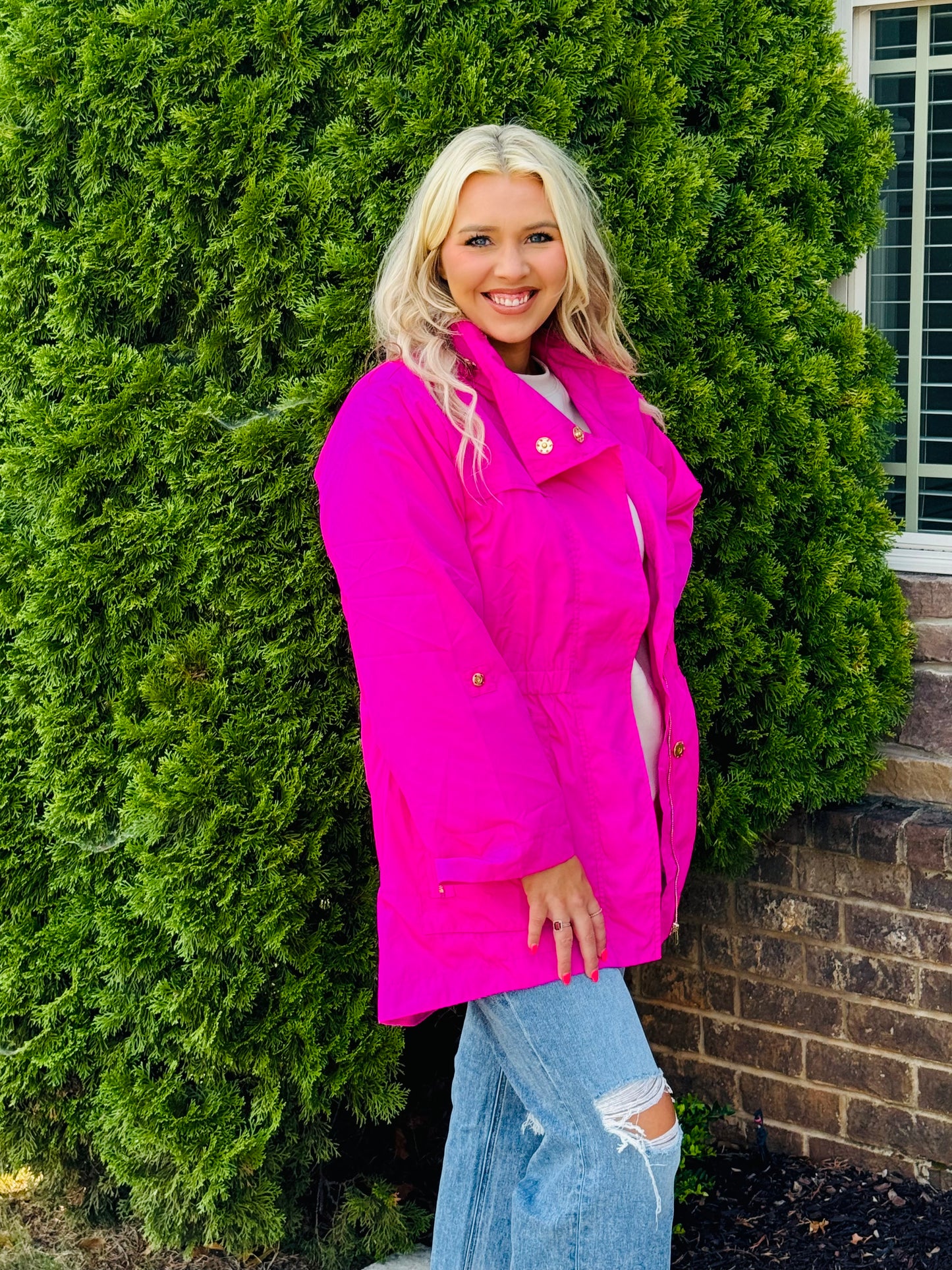 Dancing in the rain jacket - (Hot Pink, Black,Champagne)