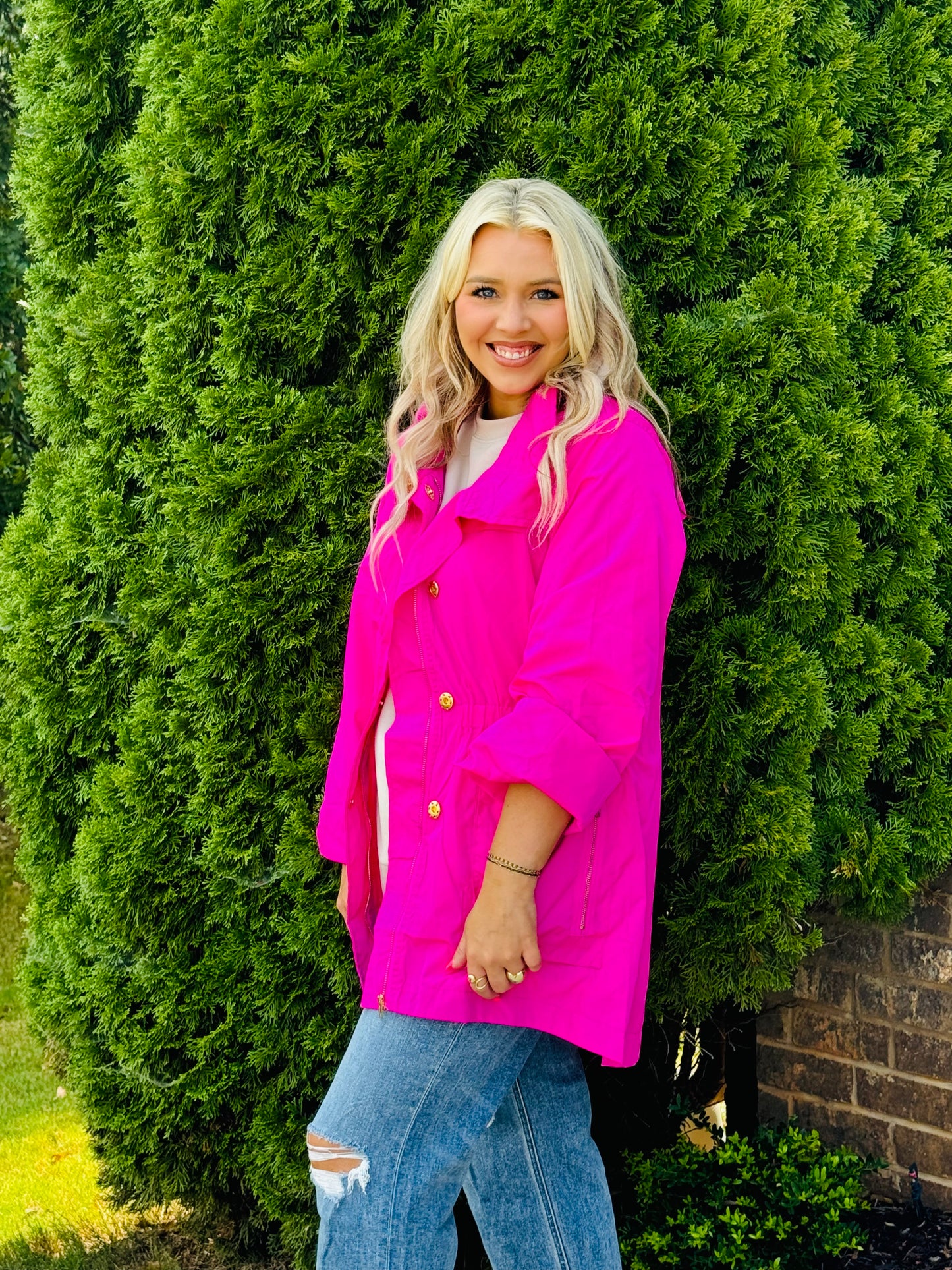 Dancing in the rain jacket - (Hot Pink, Black,Champagne)