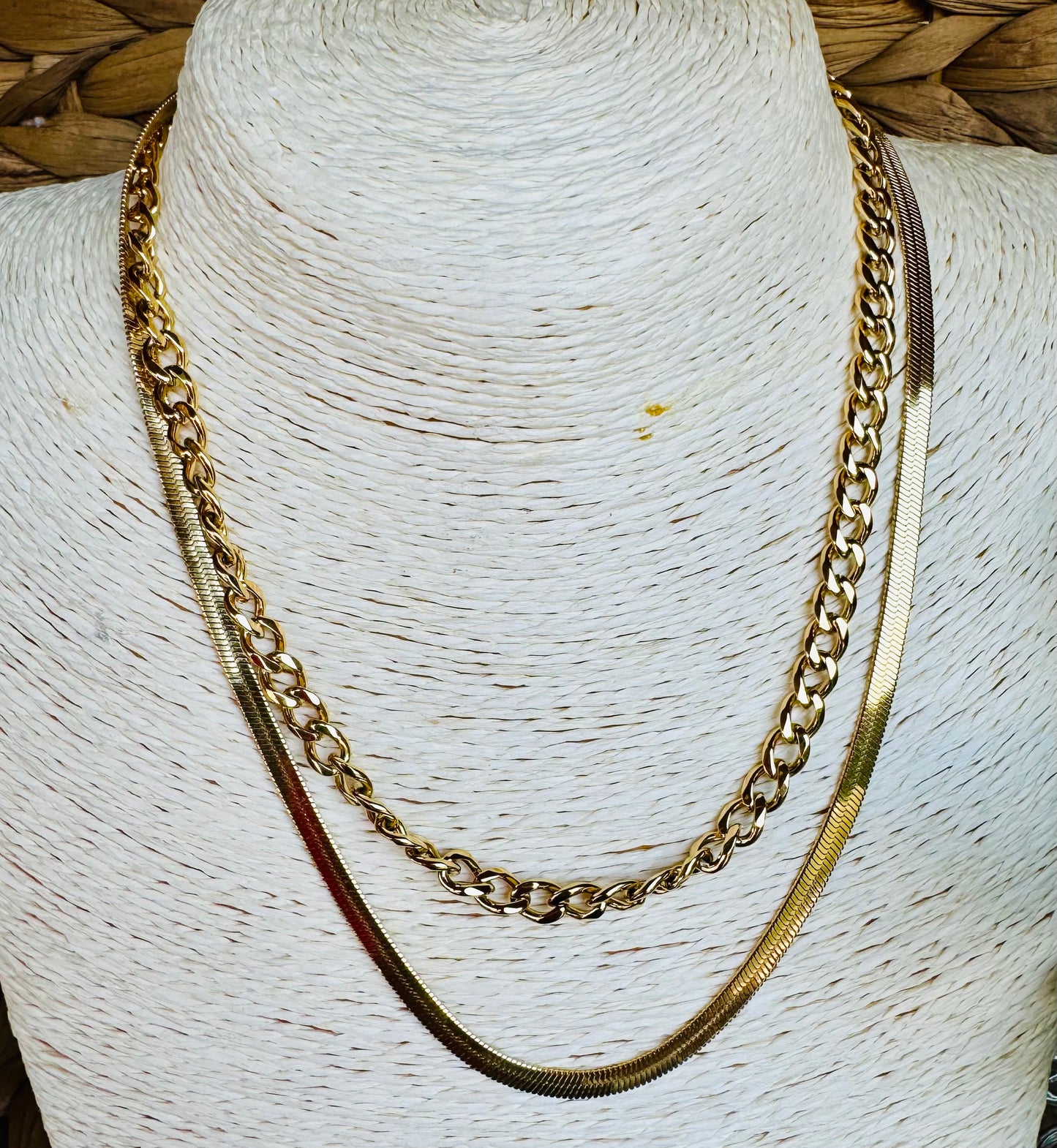 Chain & Herringbone Necklace