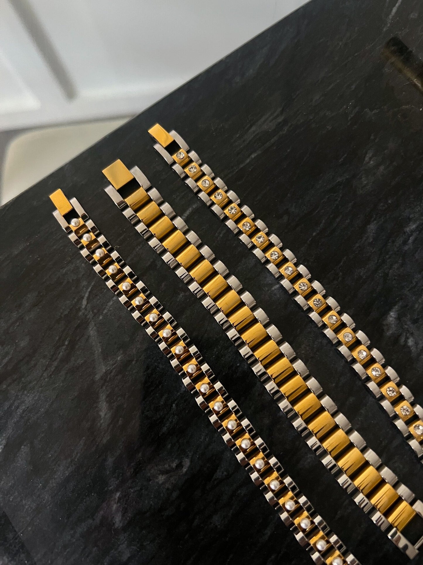 Medium Two-Toned Watch Band Bracelet
