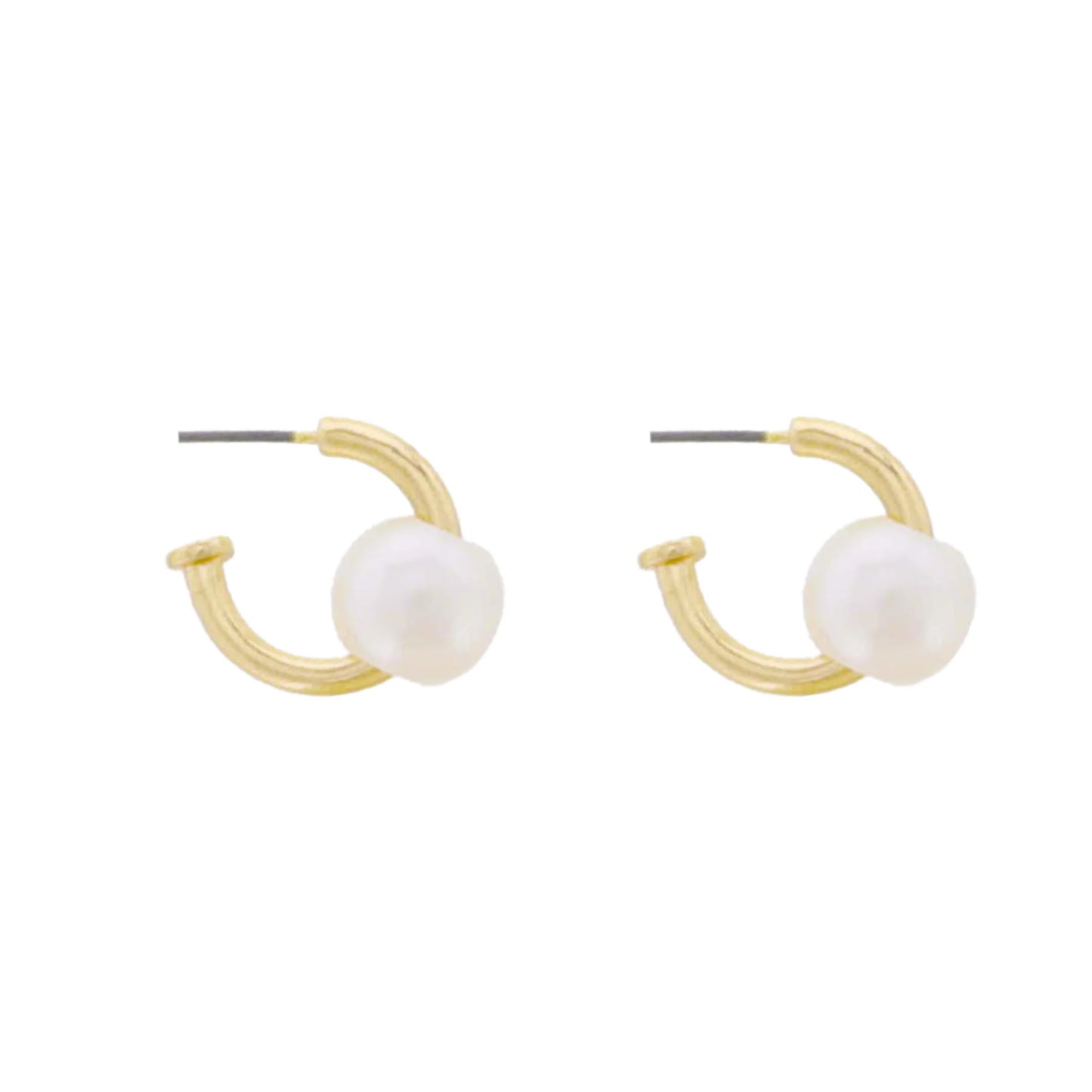 Gold Huggie Earring with Pearl