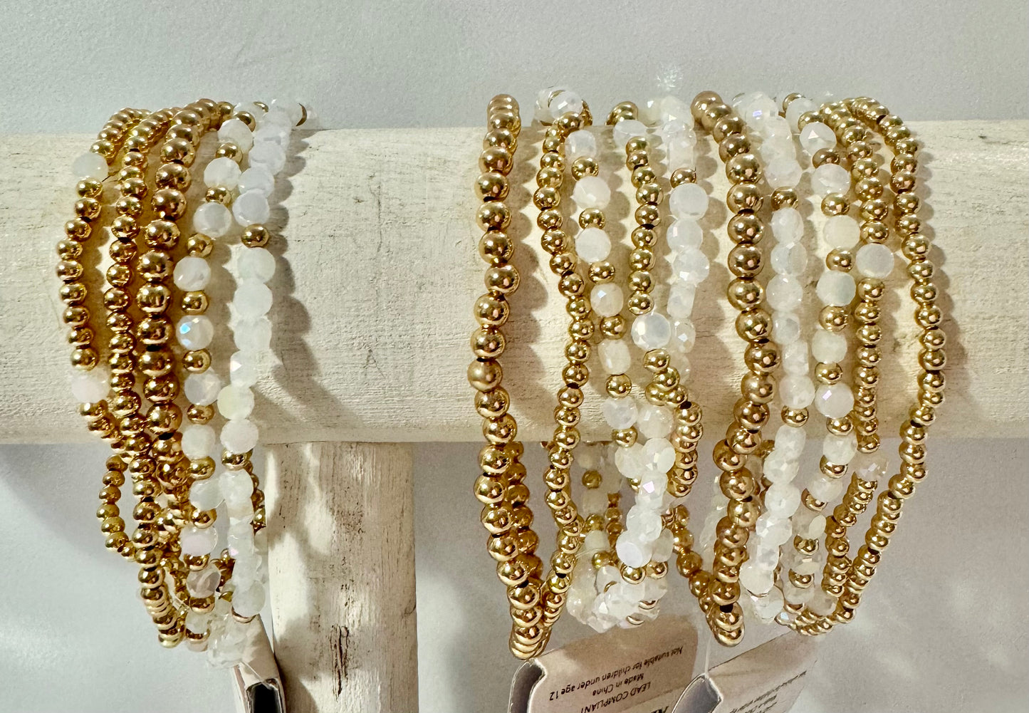 White & Gold Beaded Bracelet