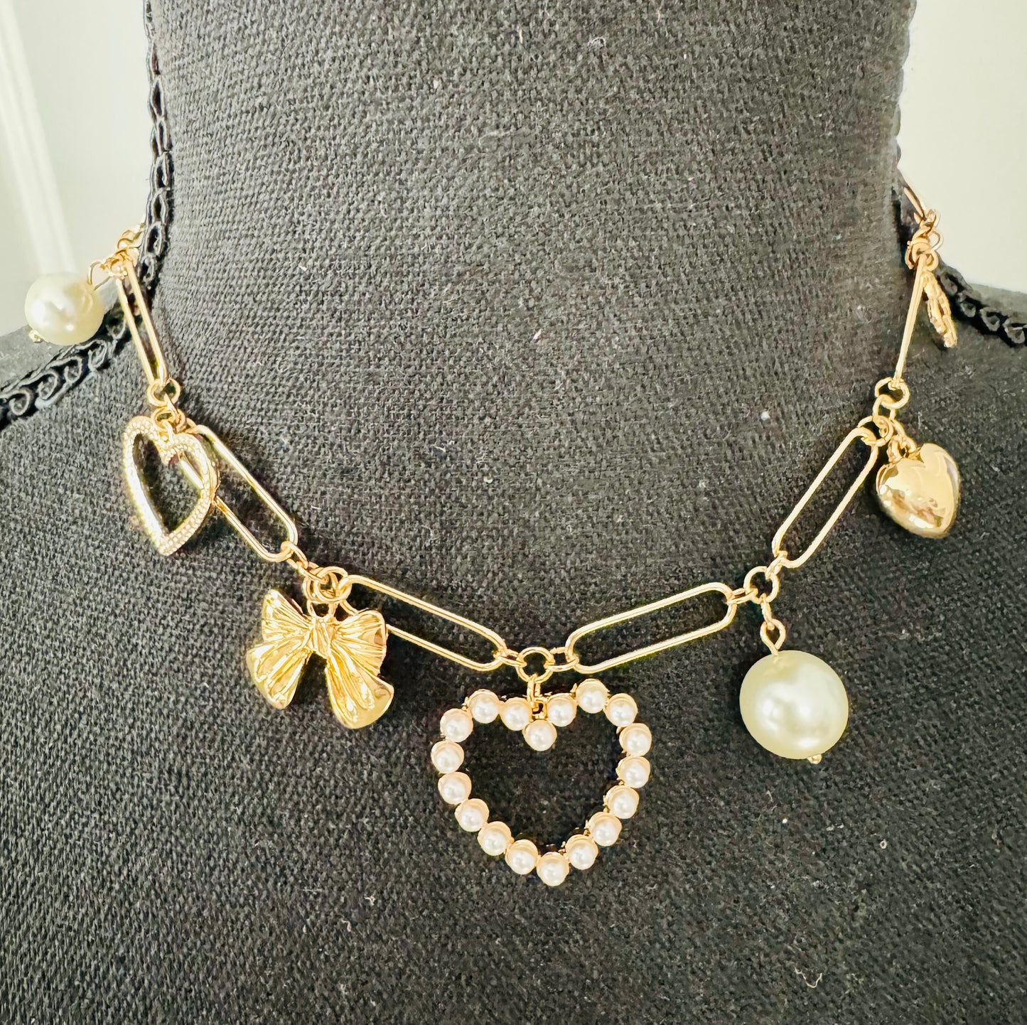 Pearl Heart Charm Necklace