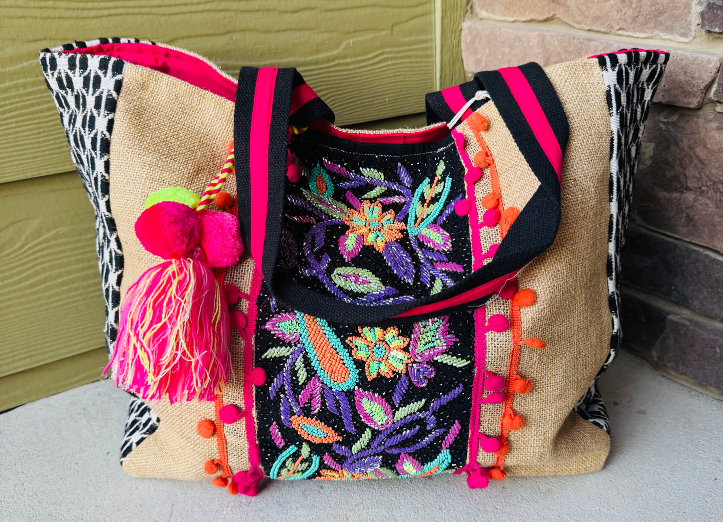 Elegant Summer Beaded Tote Bag