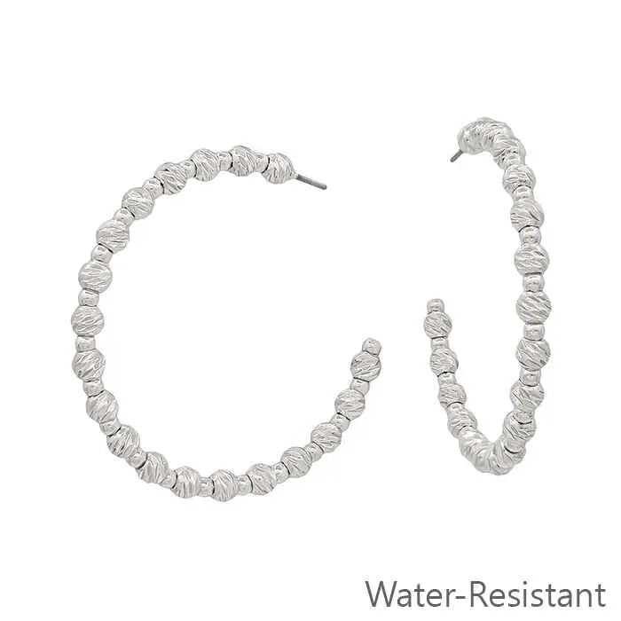Twisted Bead Hoop Silver or Gold Earrings