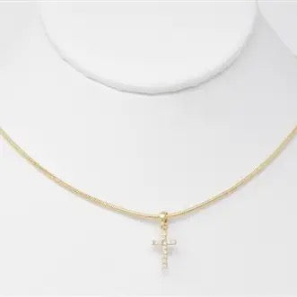 Gold Snake Chain & Cross Necklace