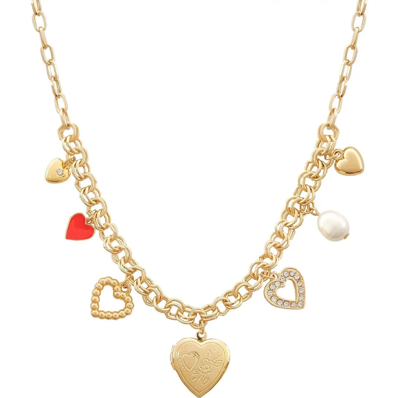 Multi-Charm Necklace with Heart & Locket