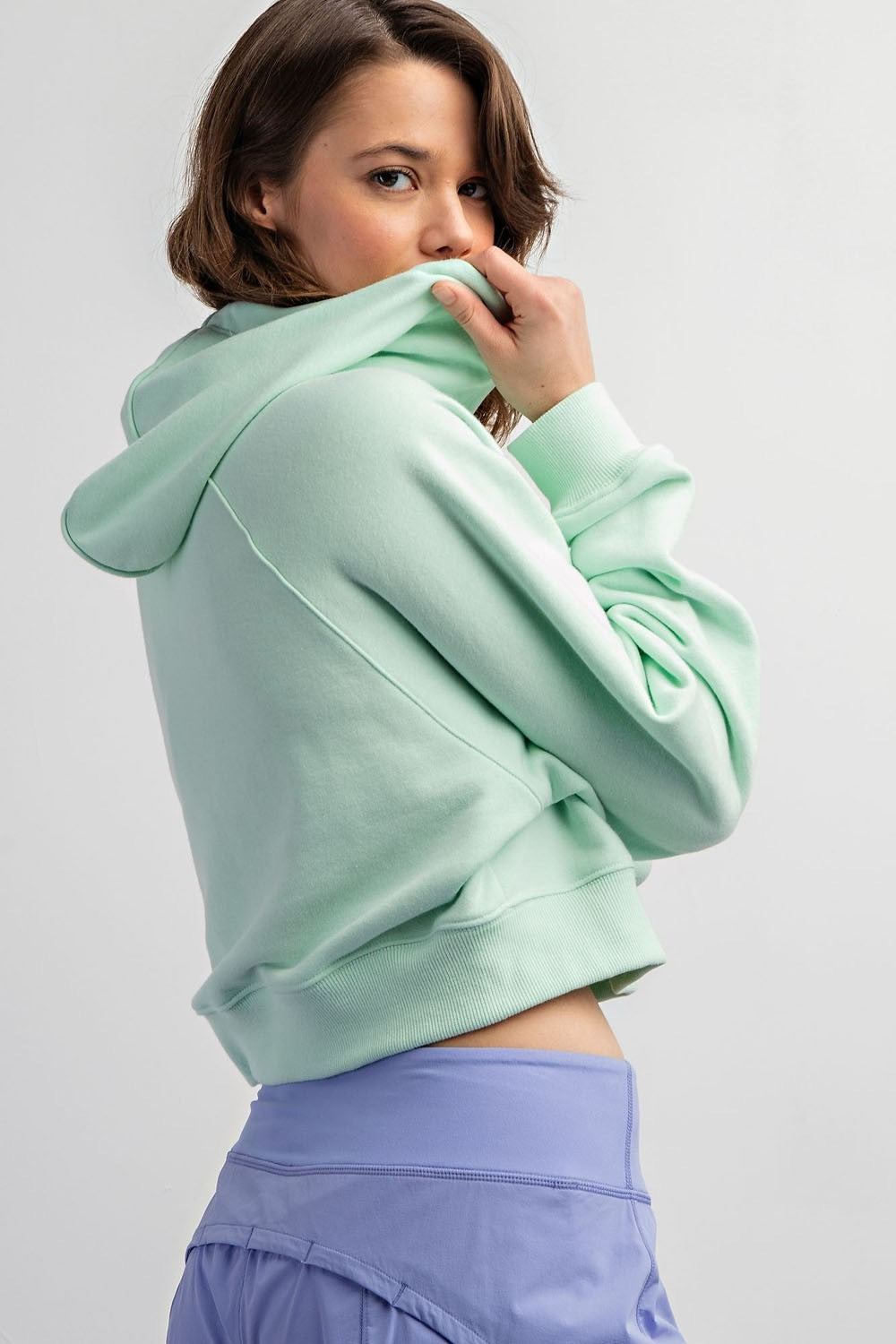 French Terry Cropped Hoodie