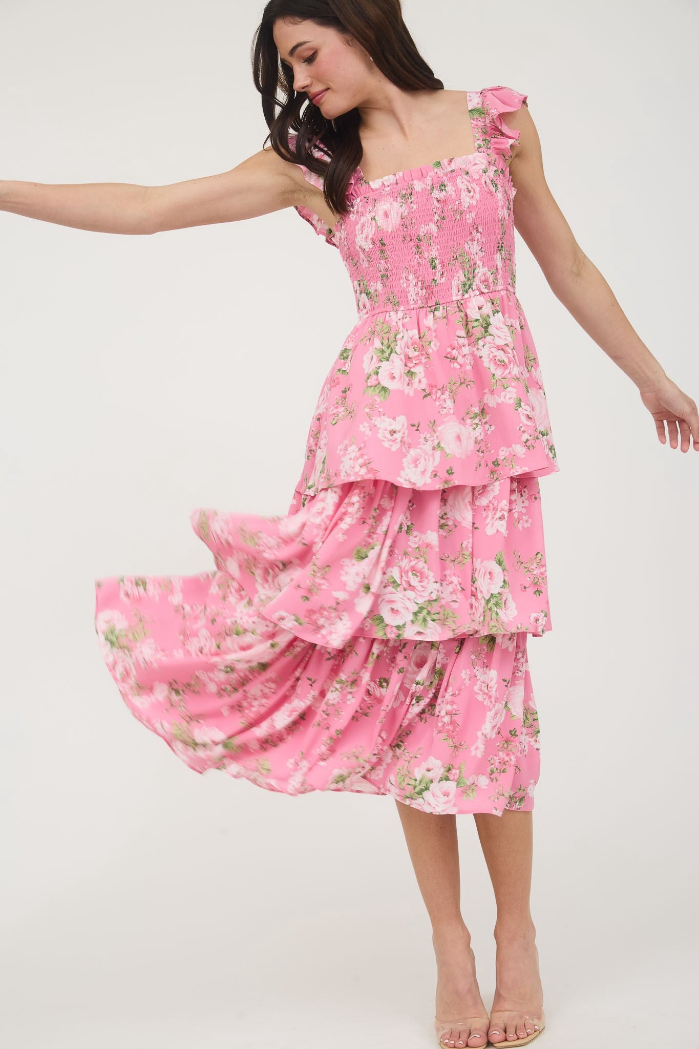 Nora Floral Dress- Pink