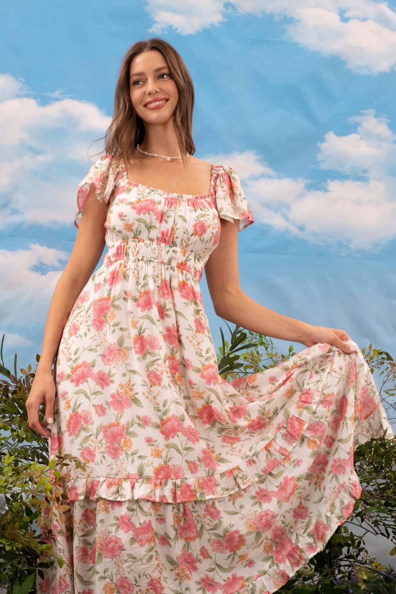 Hallie Floral Dress- Pink