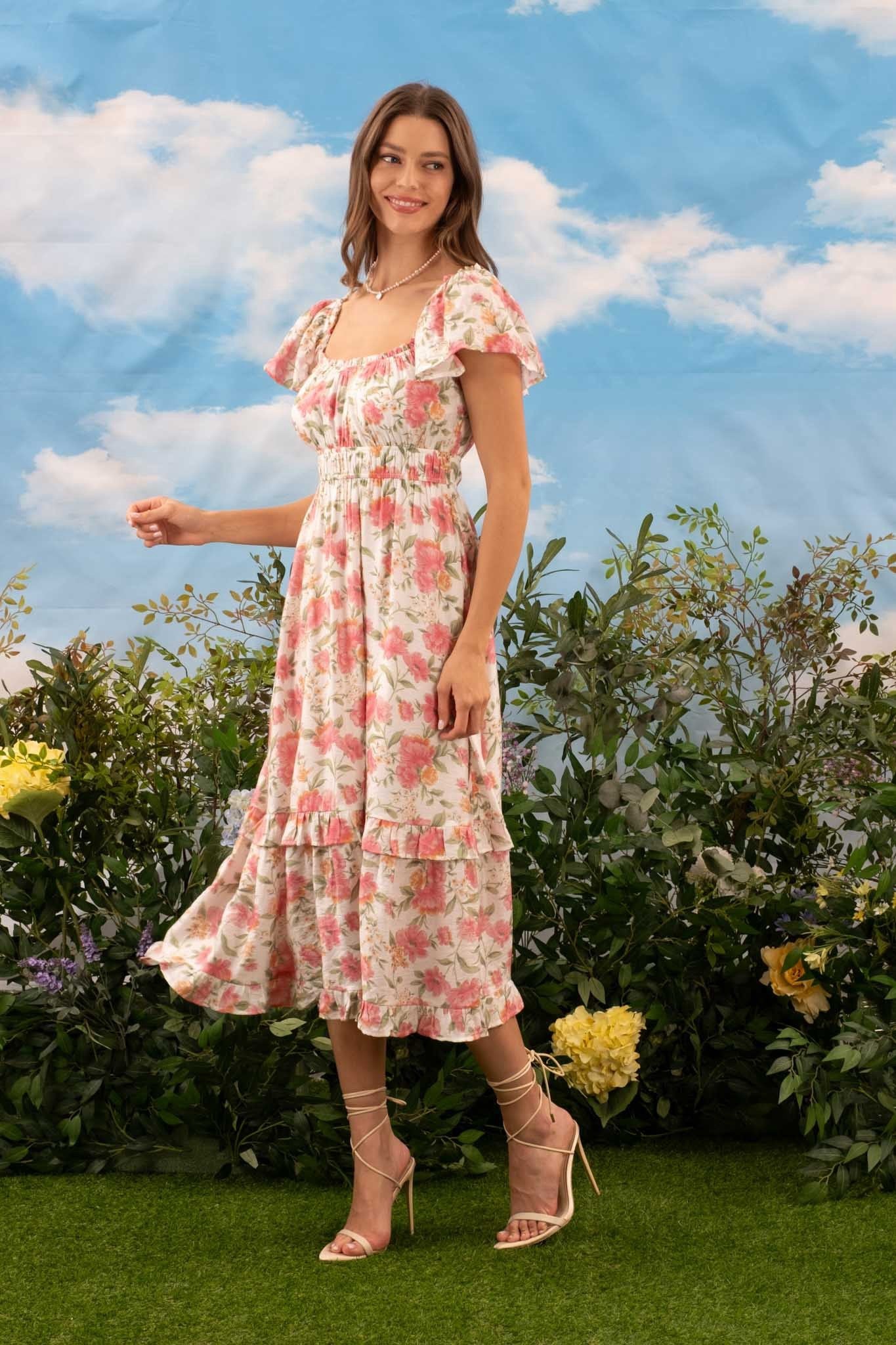 Hallie Floral Dress- Pink
