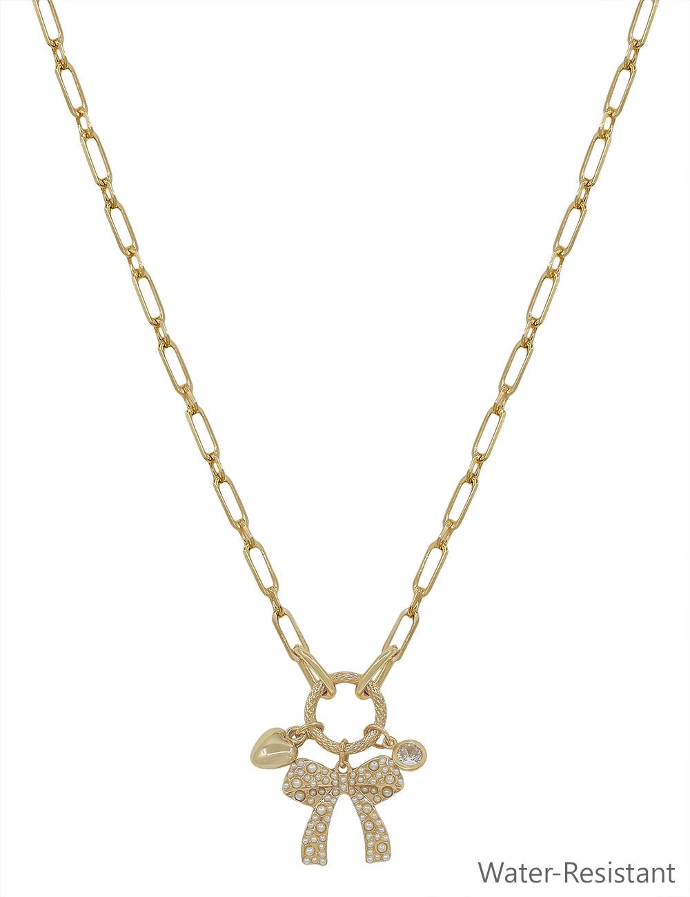 Pearl Bow Charm Necklace