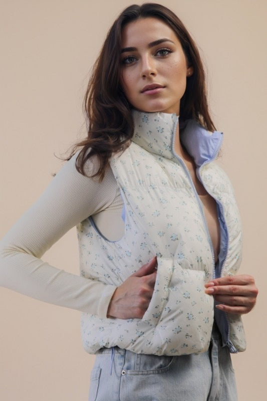 Stacy Floral Puffer Vest