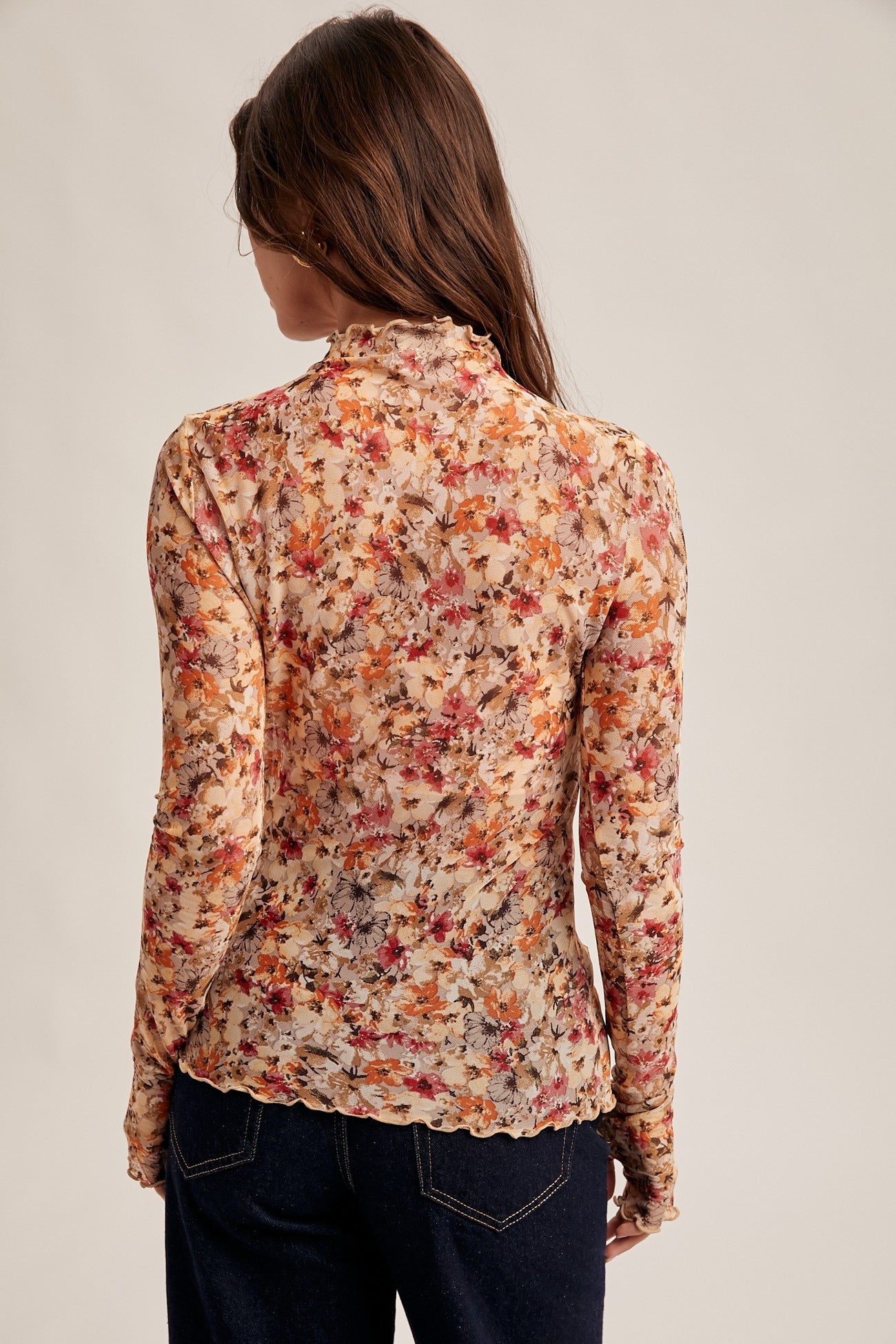 Floral Mesh Print Top