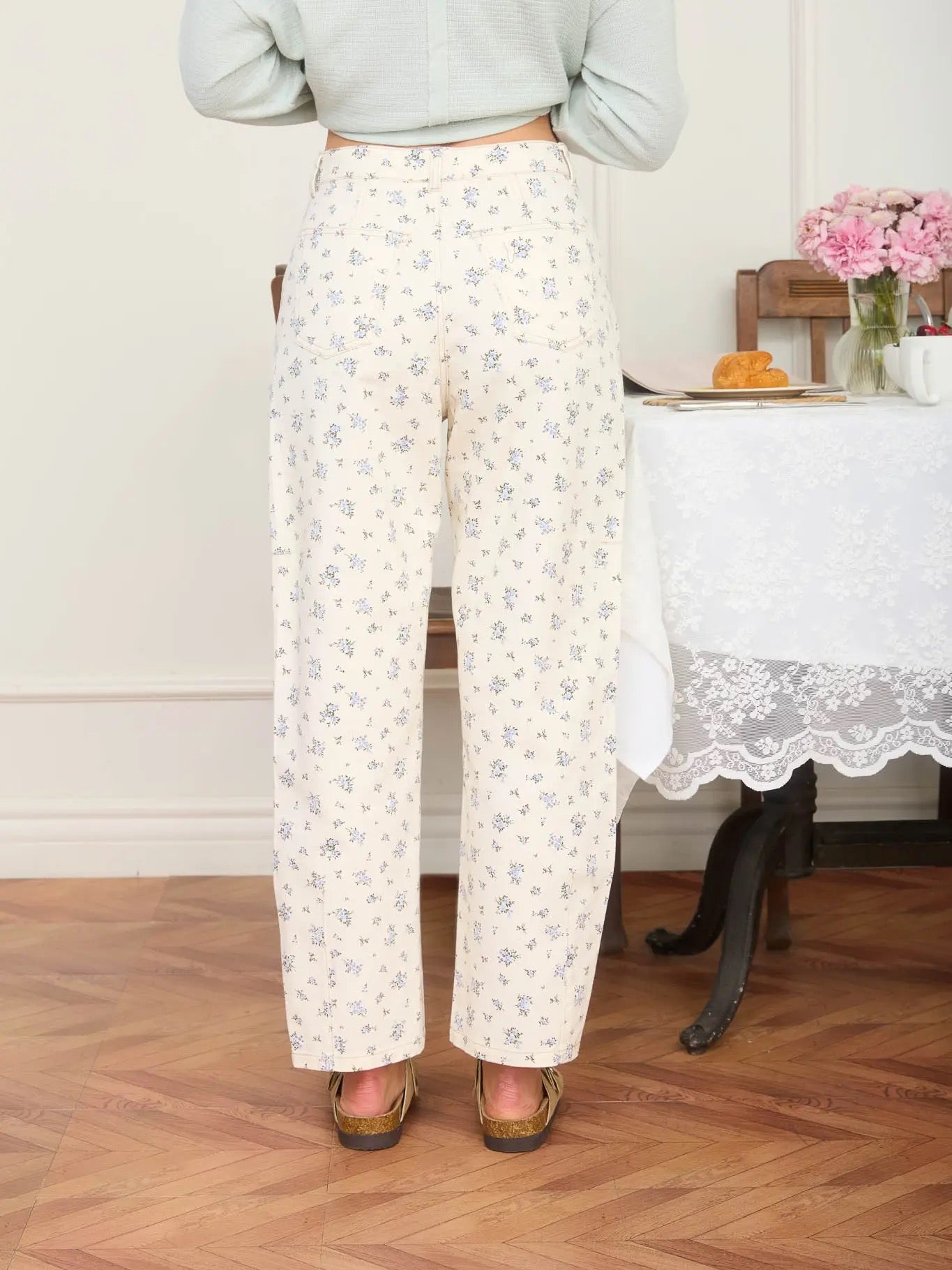 Floral Ecru Denim