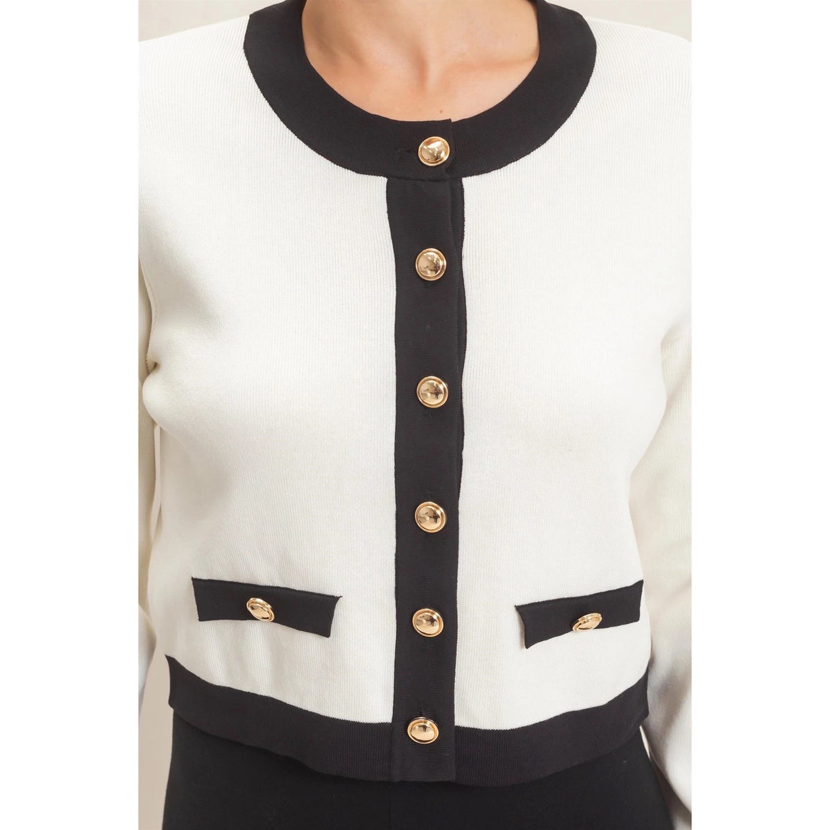 Contrast Button Front Cardigan