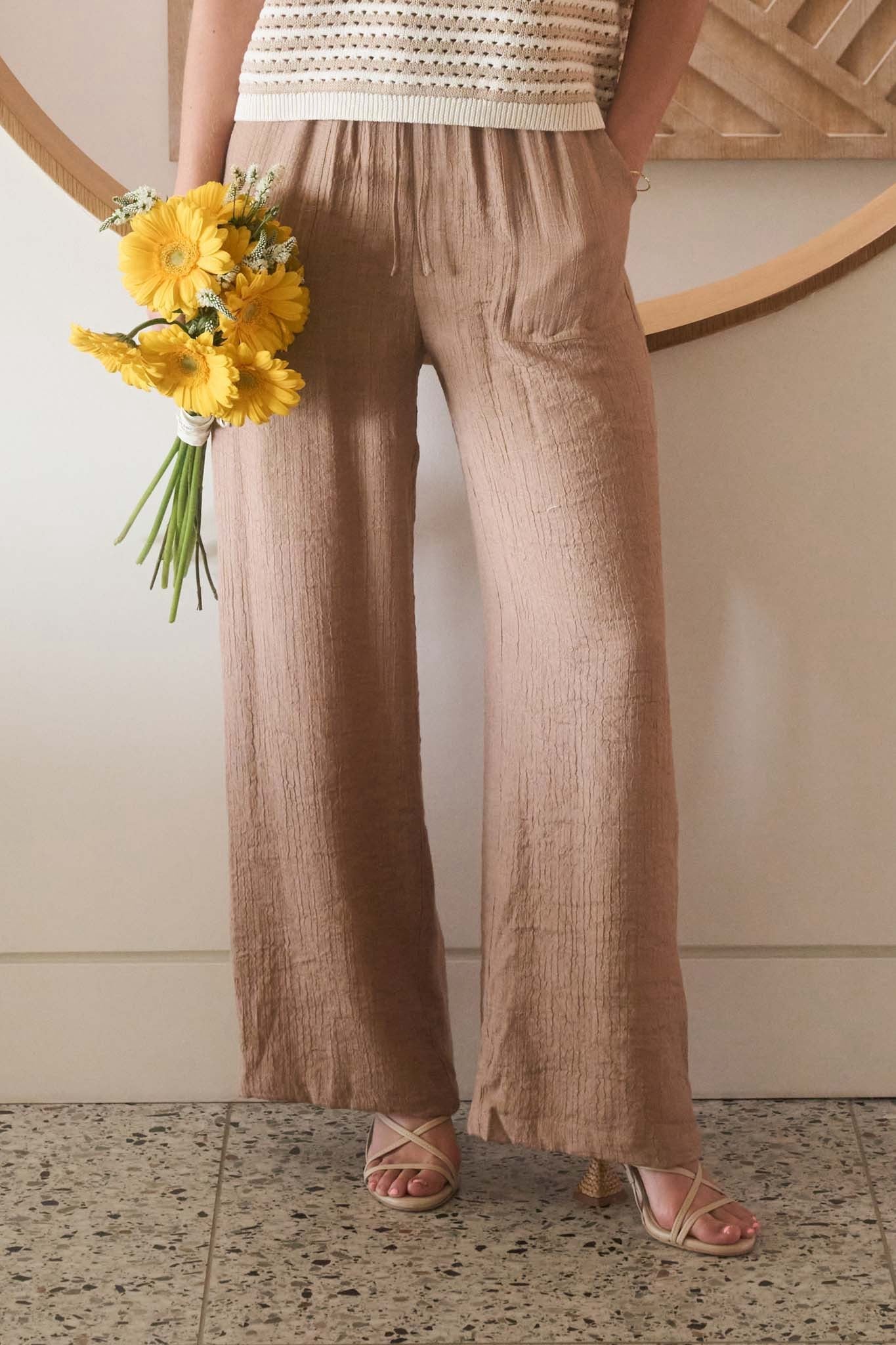 High Waist Tan Pants