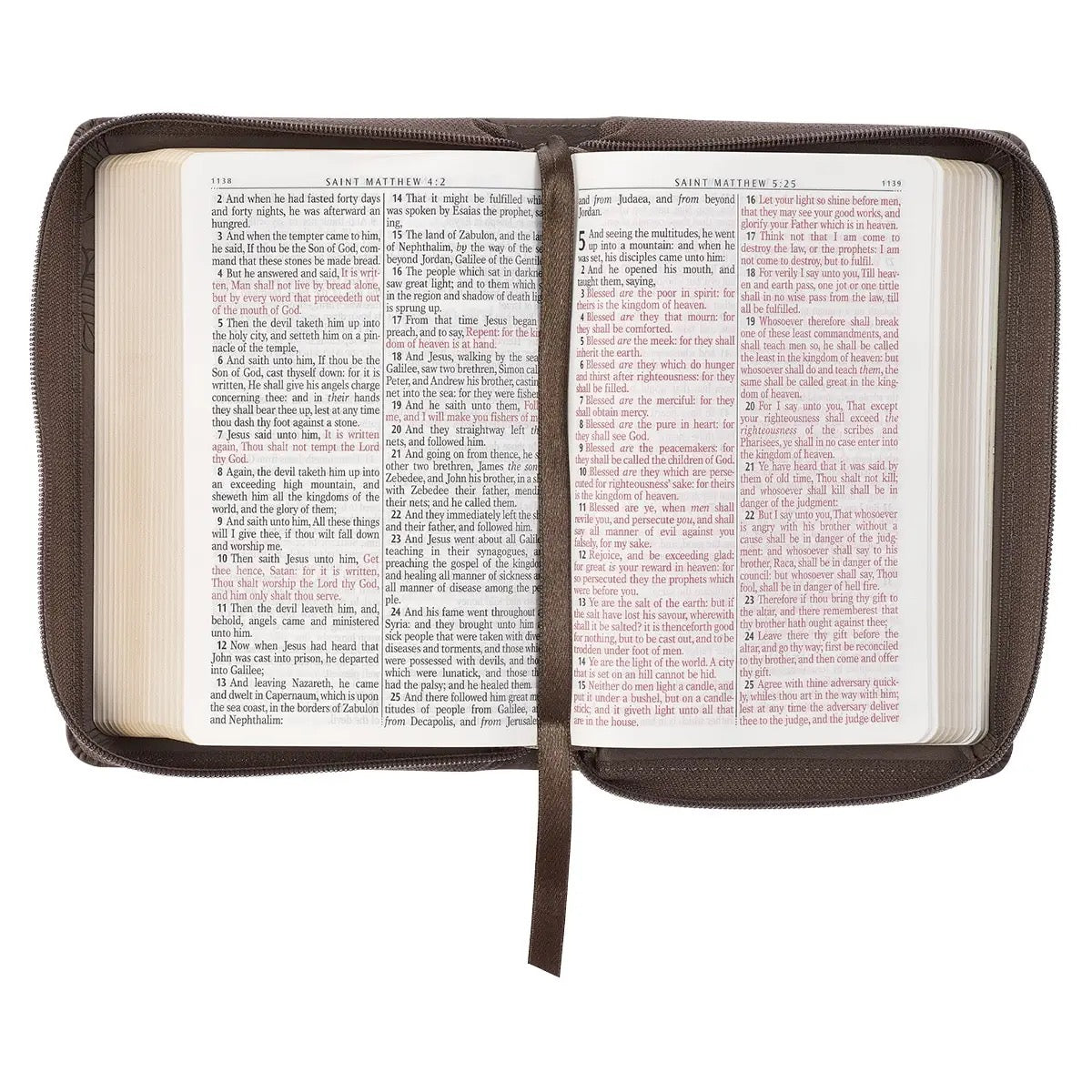 Floral Taupe Compact Bible KJV