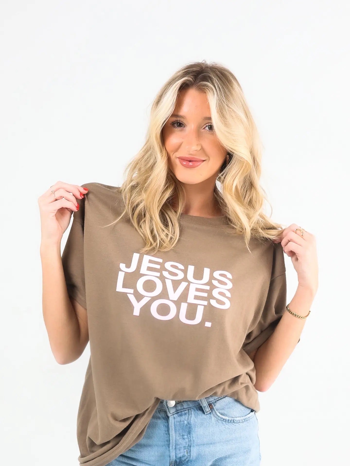 Jesus Loves You Tee- Mocha