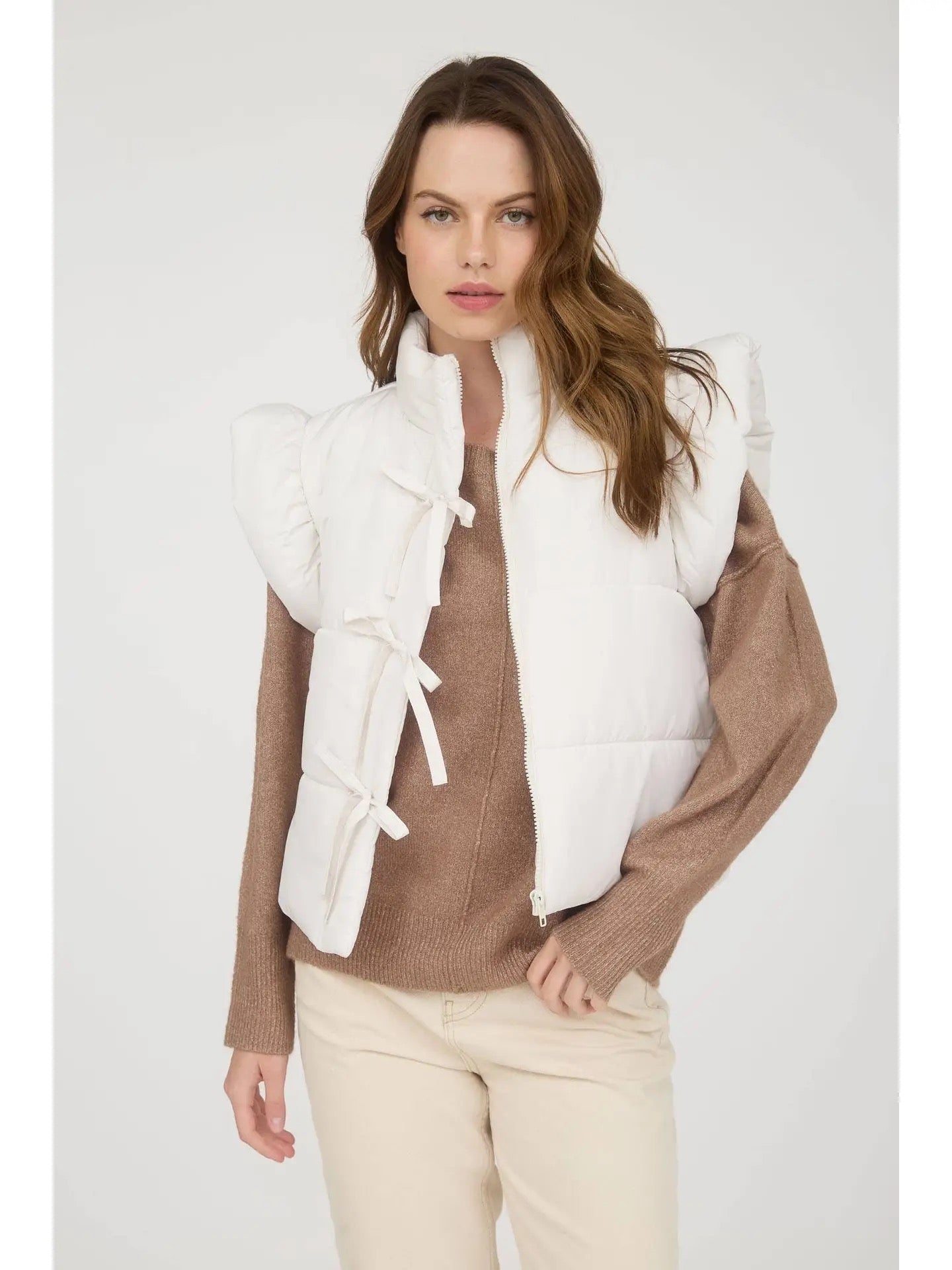 Flutter Sleeve Bow Puffer