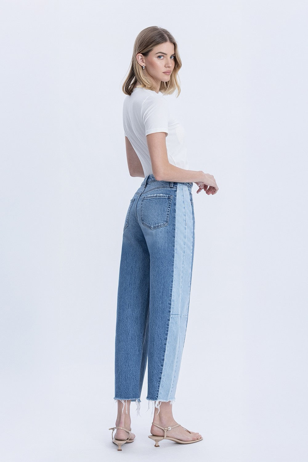 Melissa 2 Tone Barrel Jeans