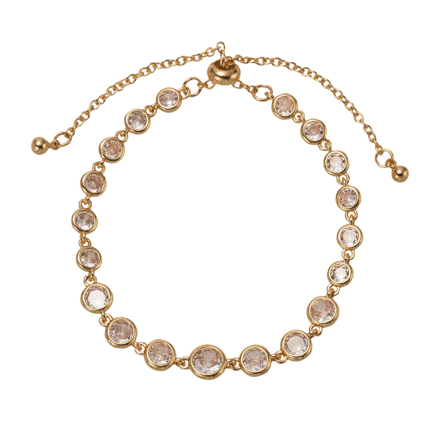 18k CZ Round Chain Bracelet