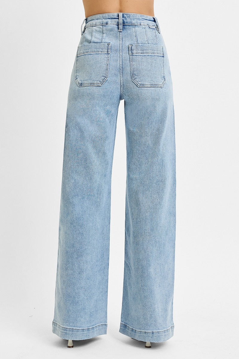 Risen High Rise Slant Pocket Jeans