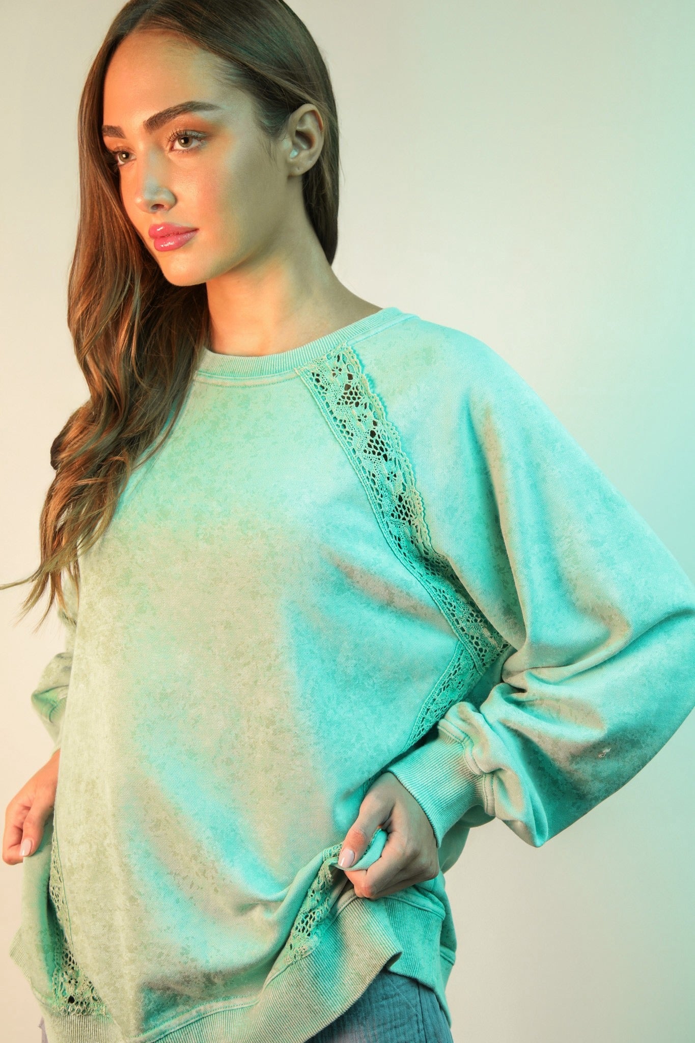 Lace Trim Mineral Top