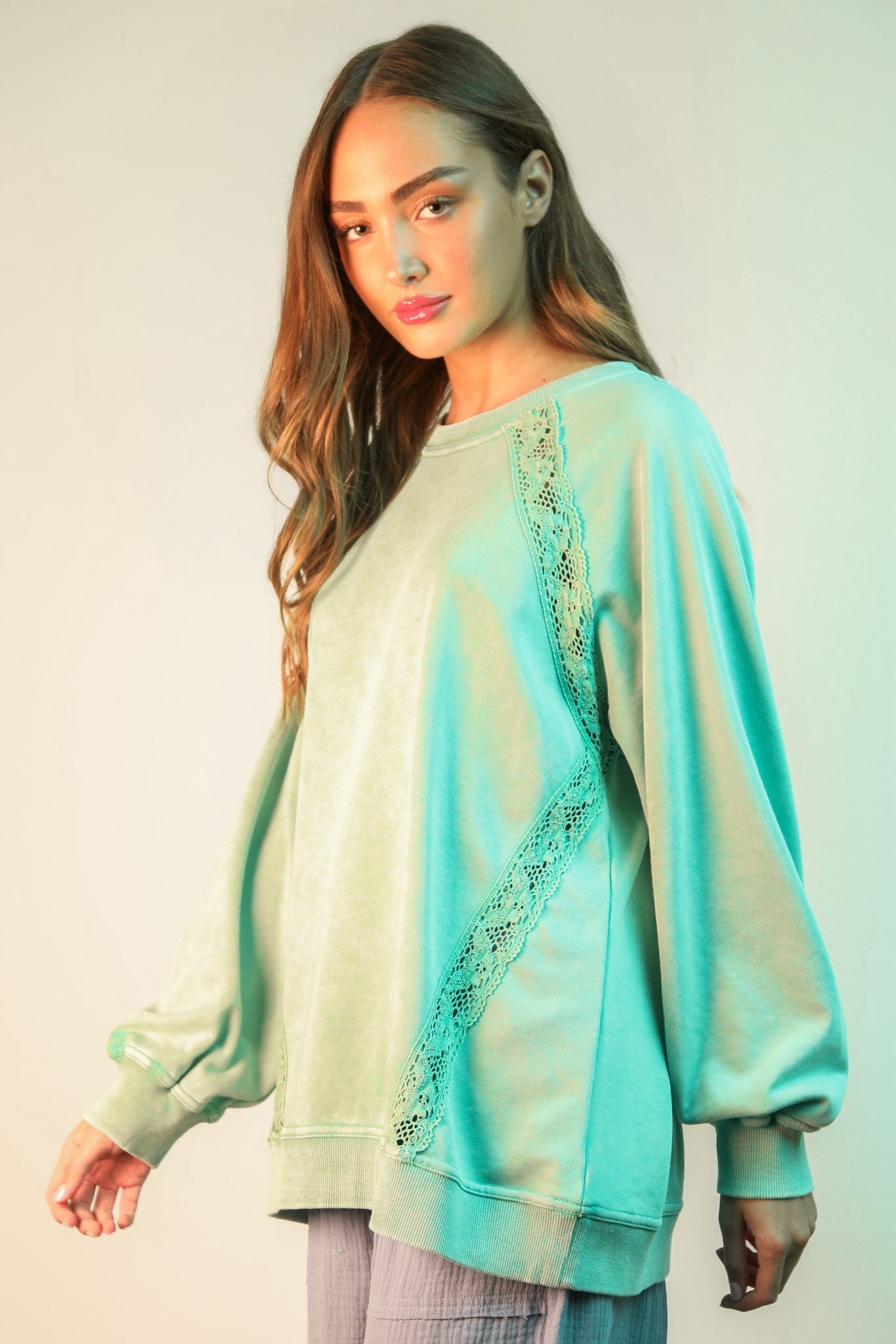 Lace Trim Mineral Top