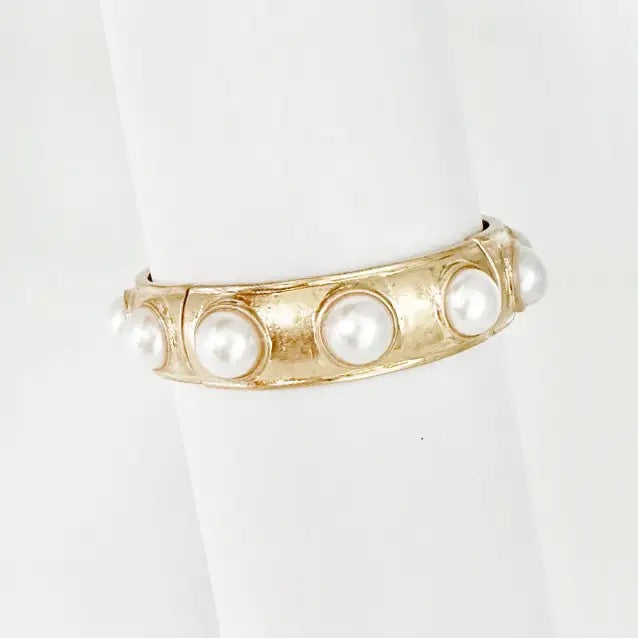 Worn Gold Bracelet with Pearls