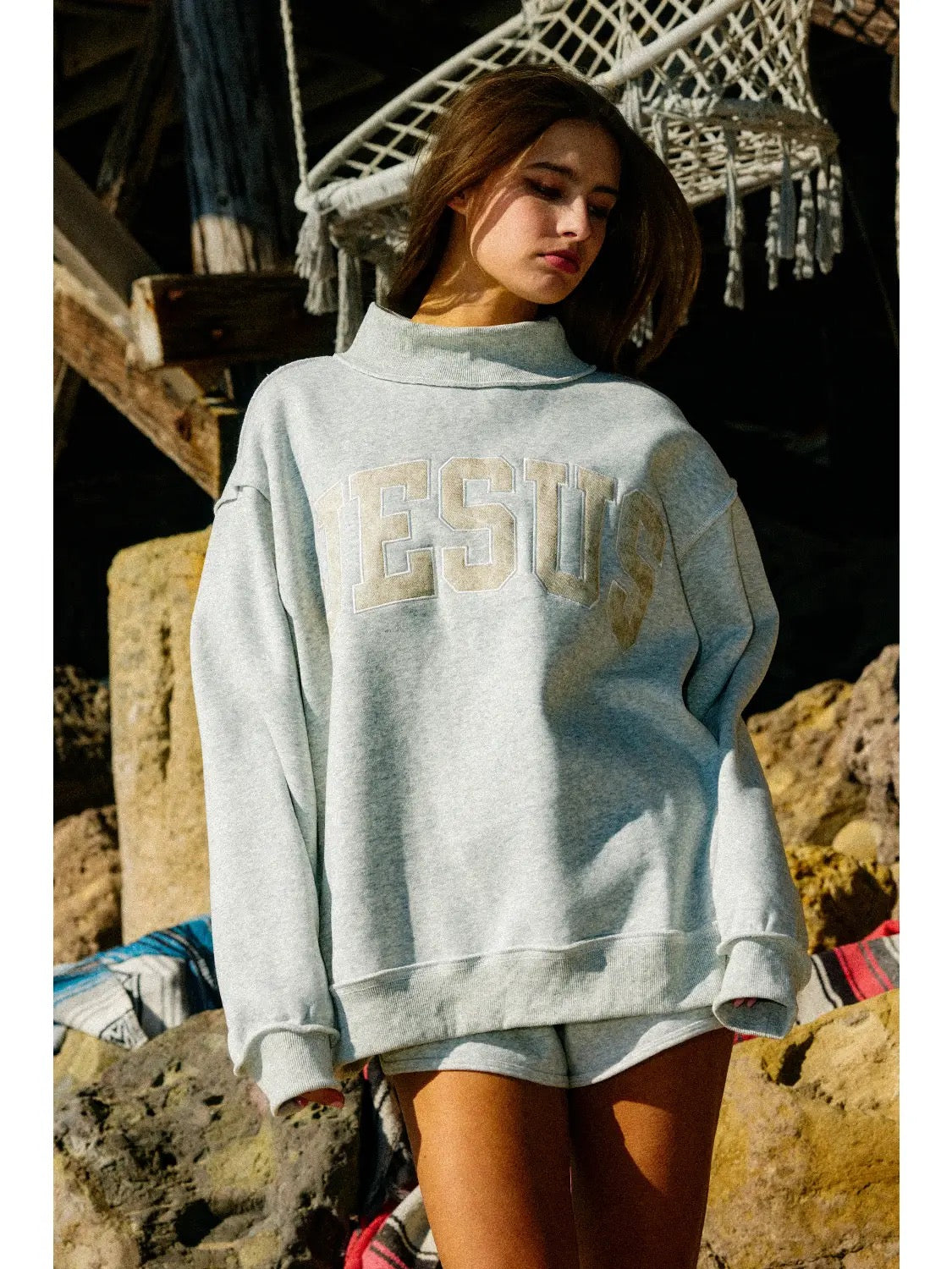 Grey Jesus Camo Sweatshirt