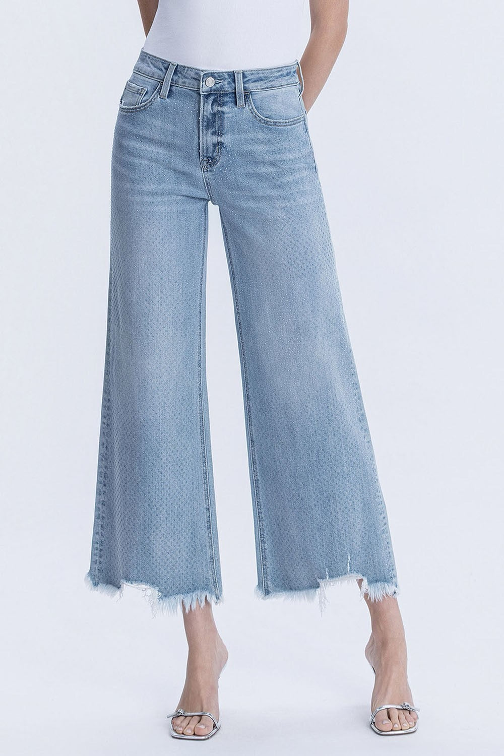 RHINESTONE EMBELLISHED WIDE JEANS