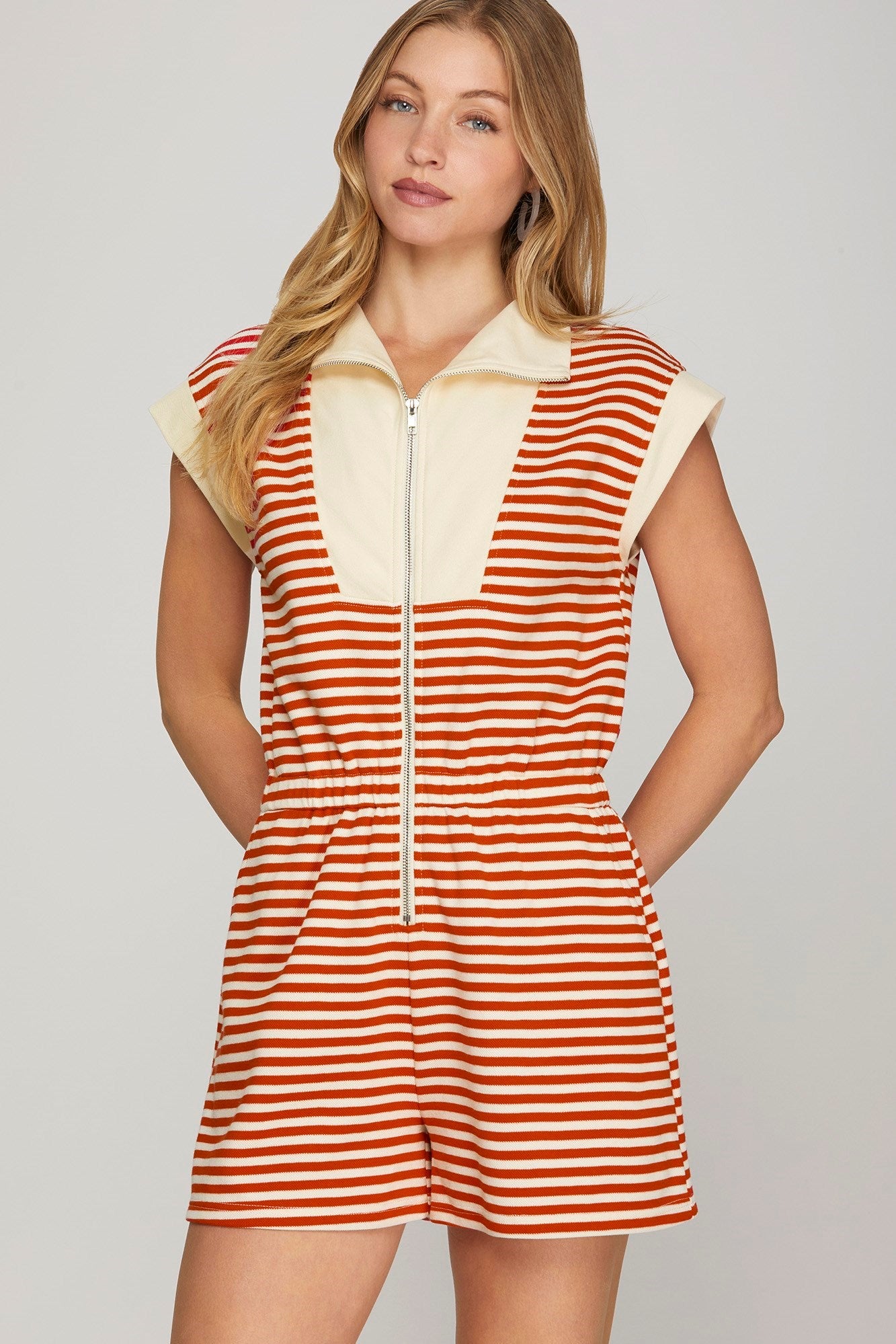 Remi Striped Shorts Romper