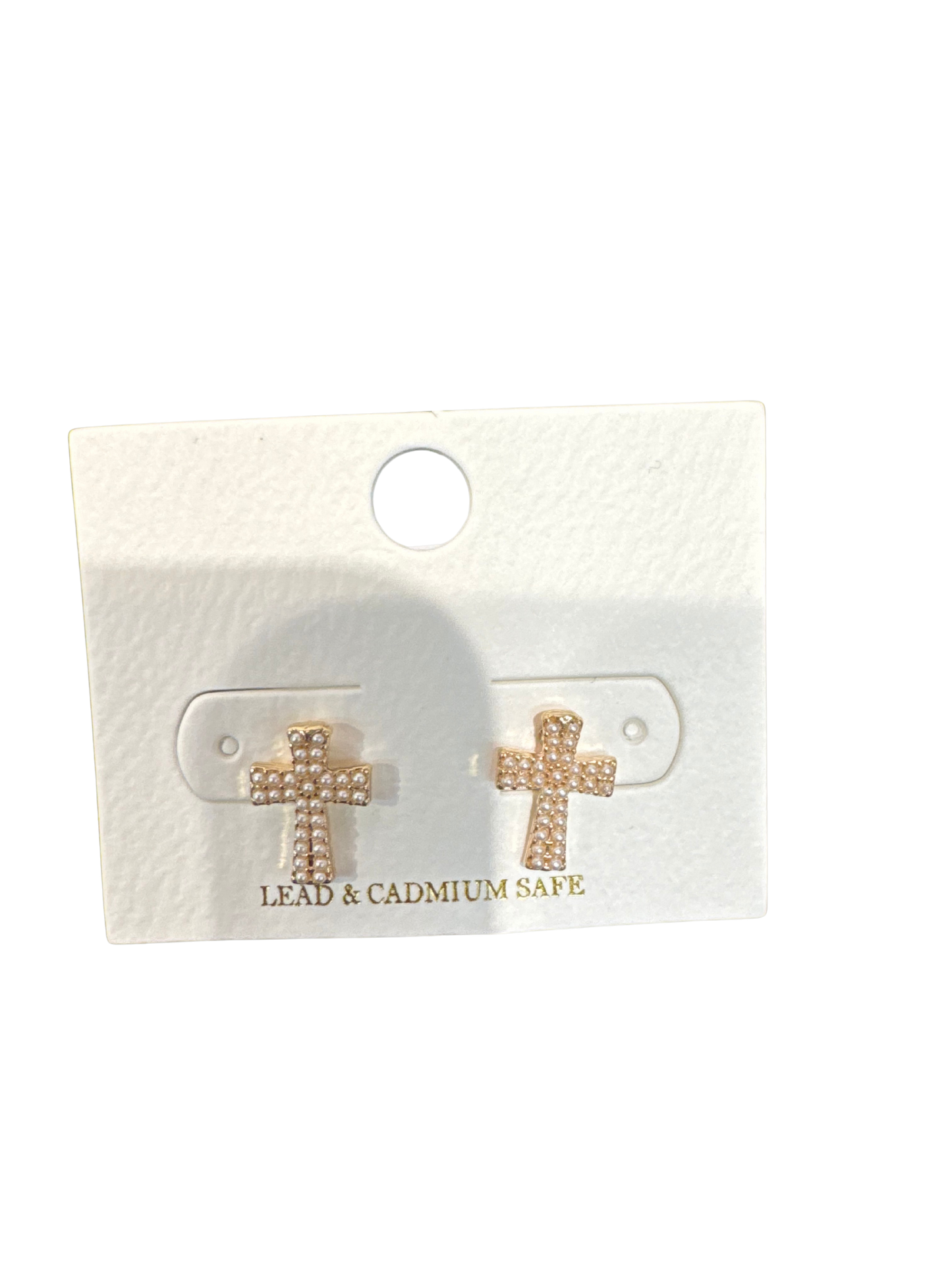 Pearl Cross Earrings