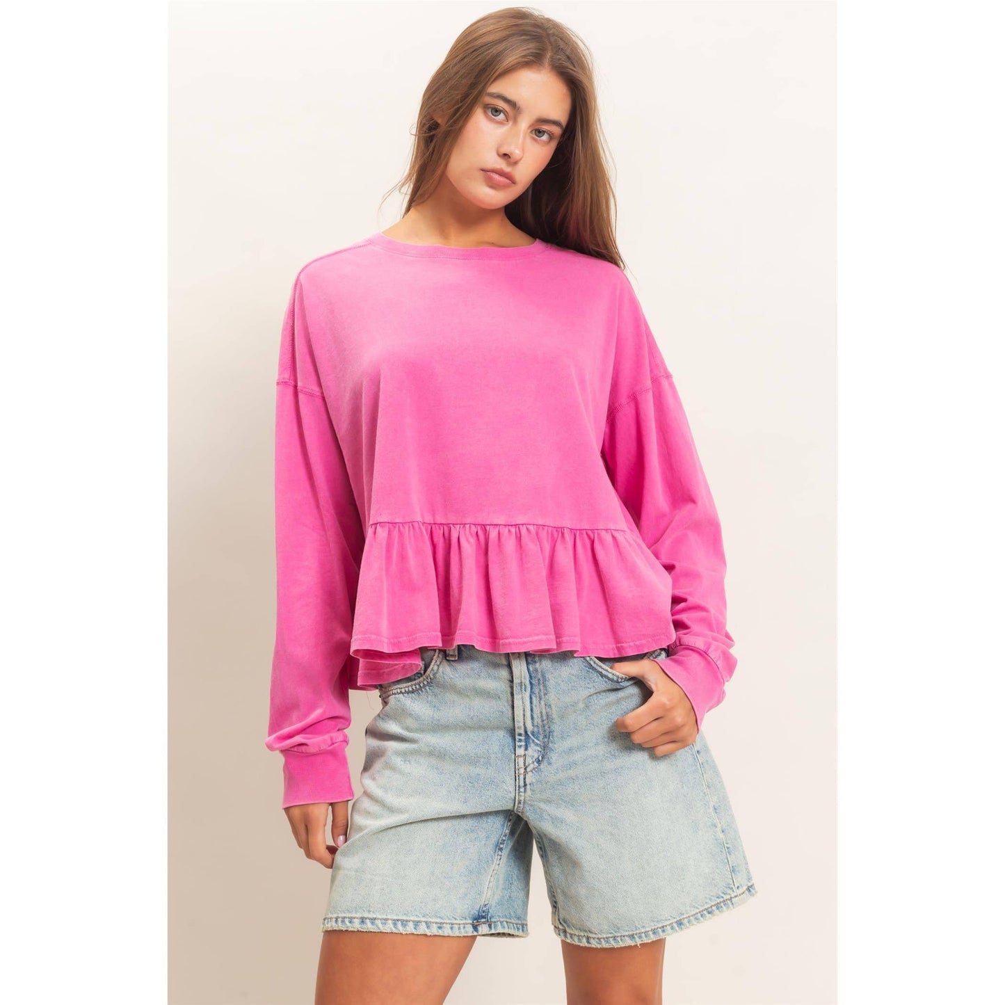 Peplum Long Sleeve Top