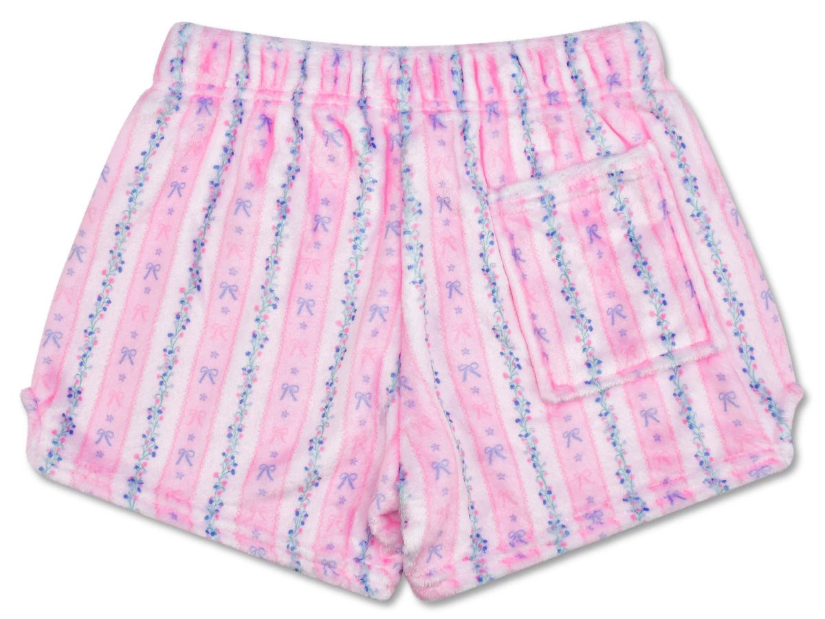 Floral Stripes Plush Shorts