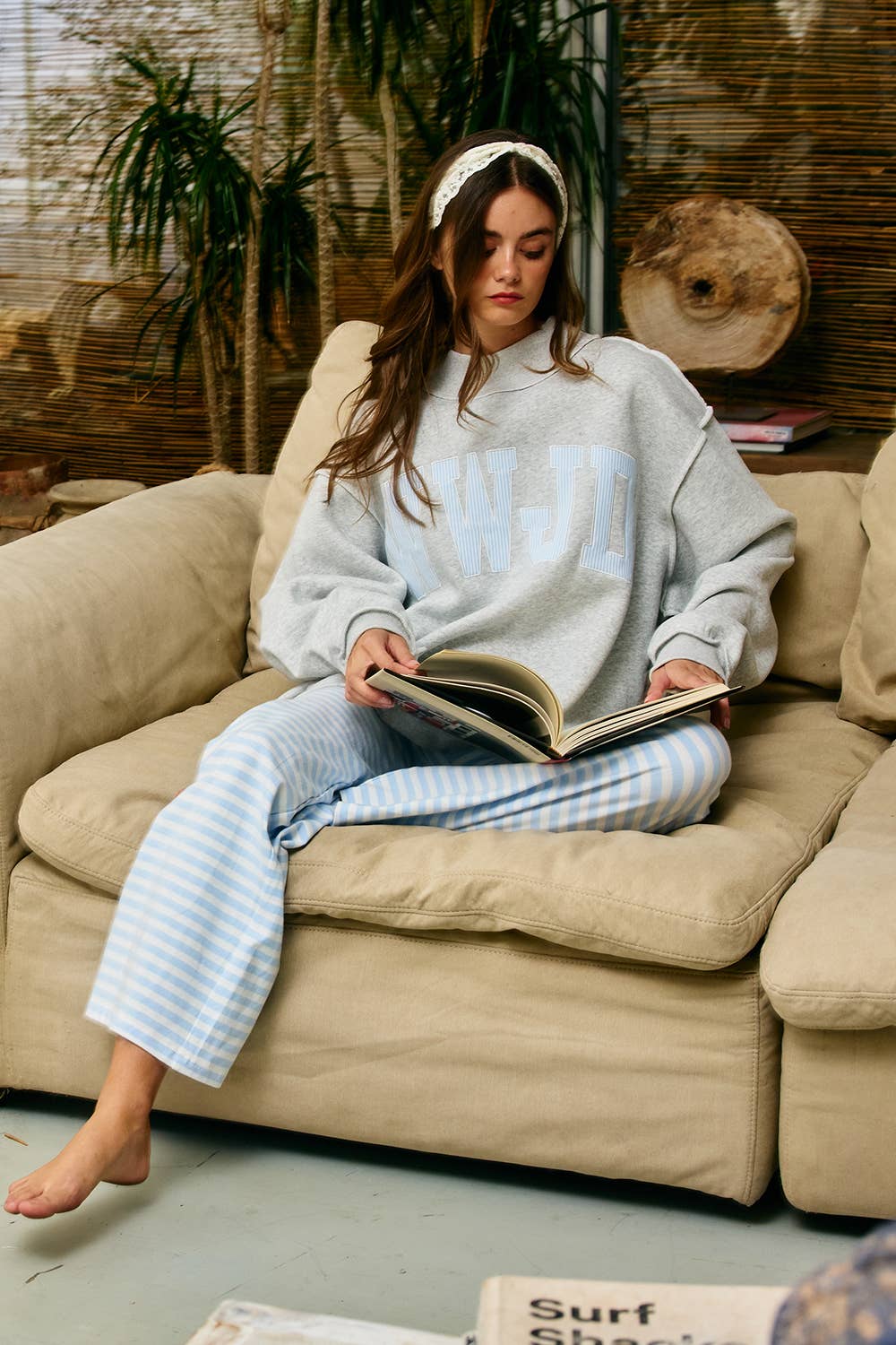 WWJD Blue Stripe Mock-neck