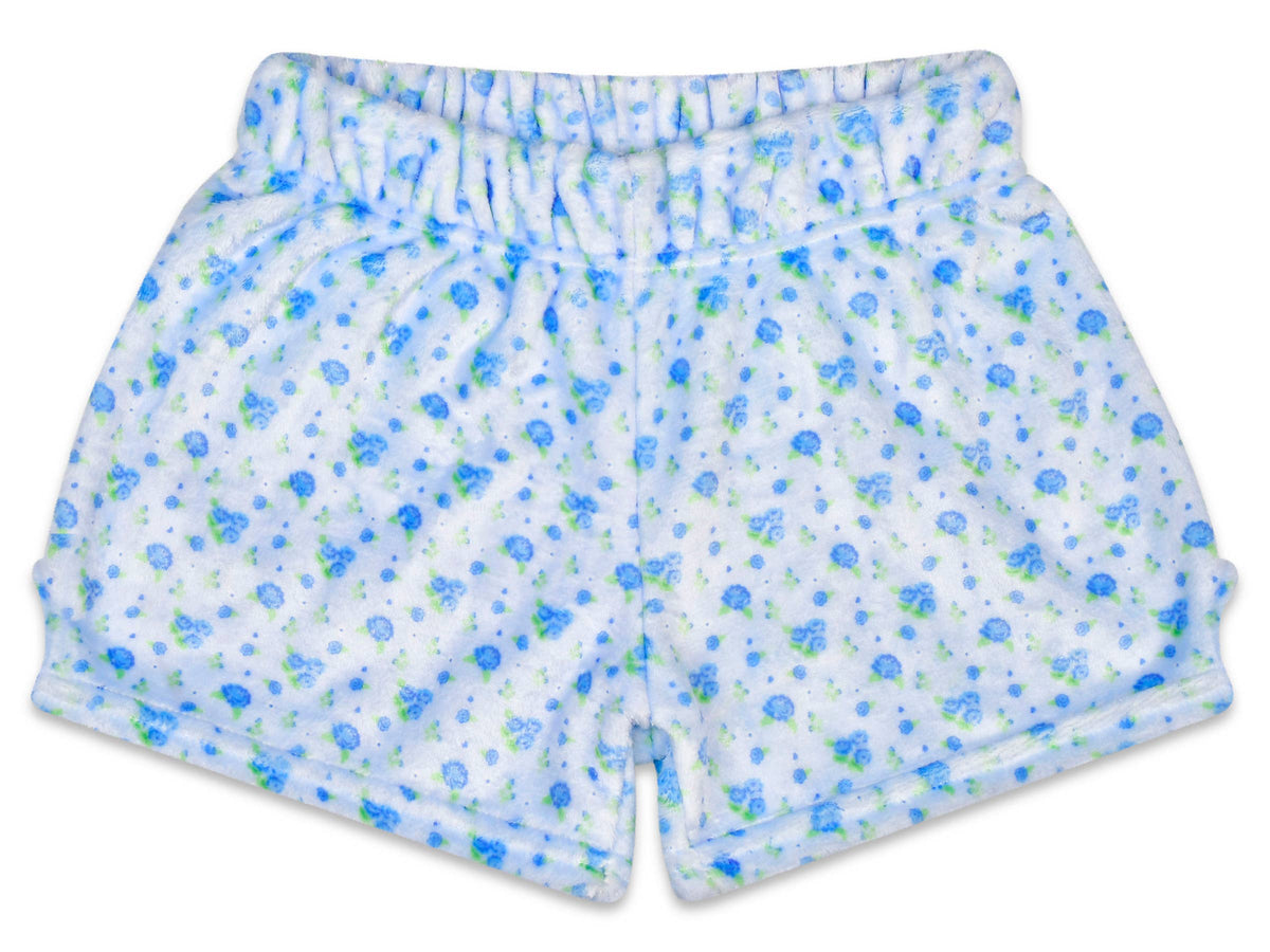 Blue Ditsy Plush Shorts