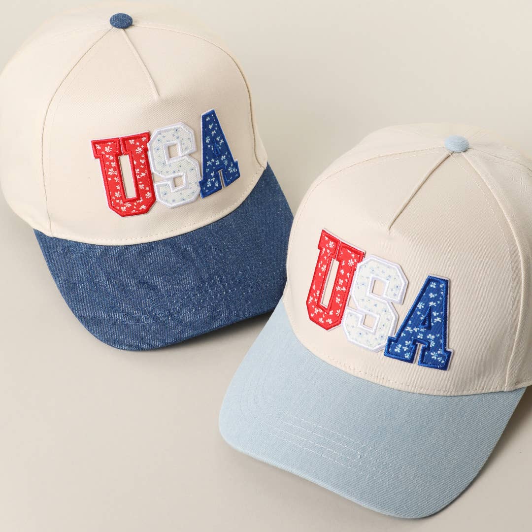 USA Letter Patch Denim Baseball Cap