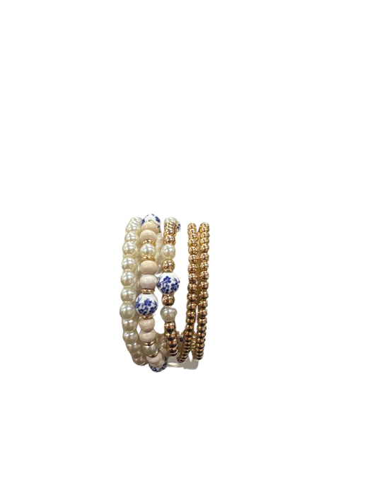 Floral, Pearl Bracelet Set