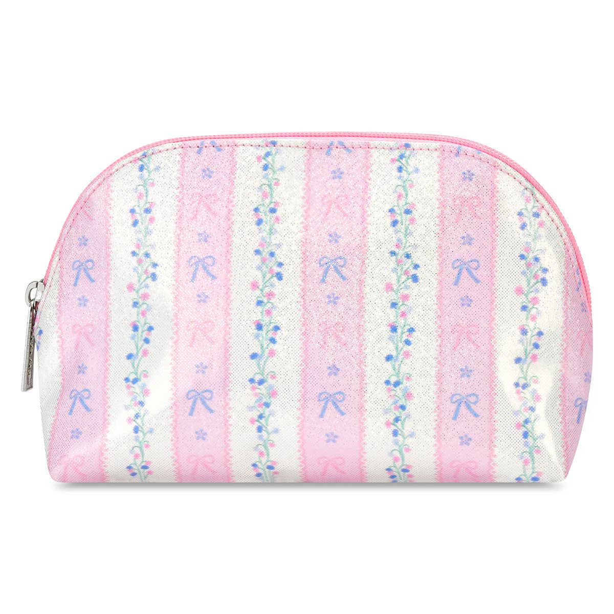 Floral Stripes Oval Cosmetic Bag