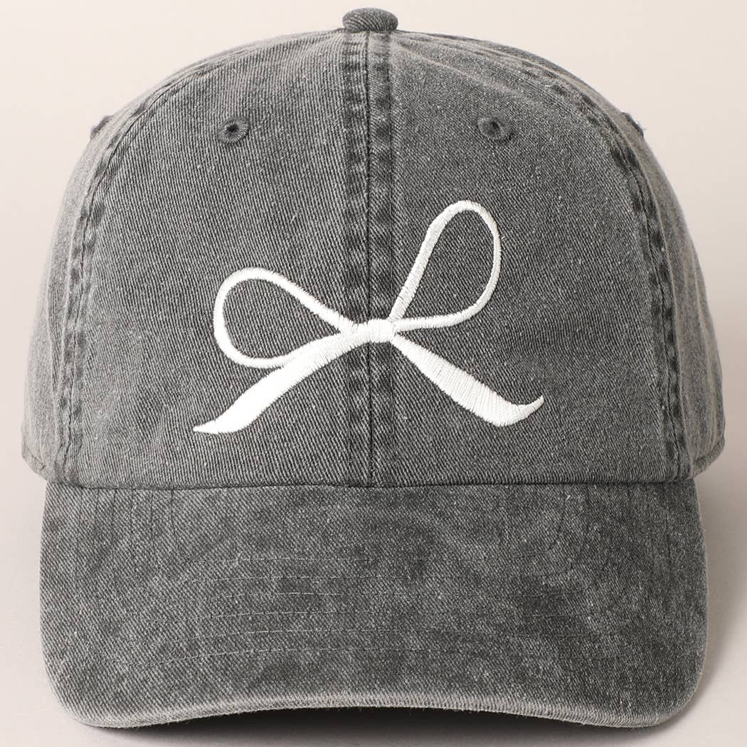 Bow Embroidered Cotton Baseball Cap