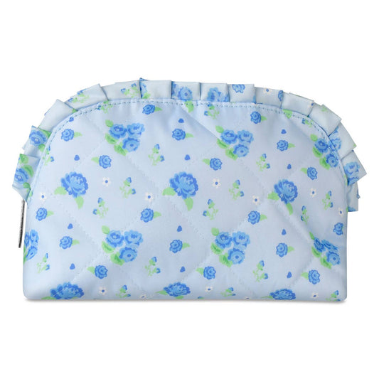 Blue Floral Oval Cosmetic Bag